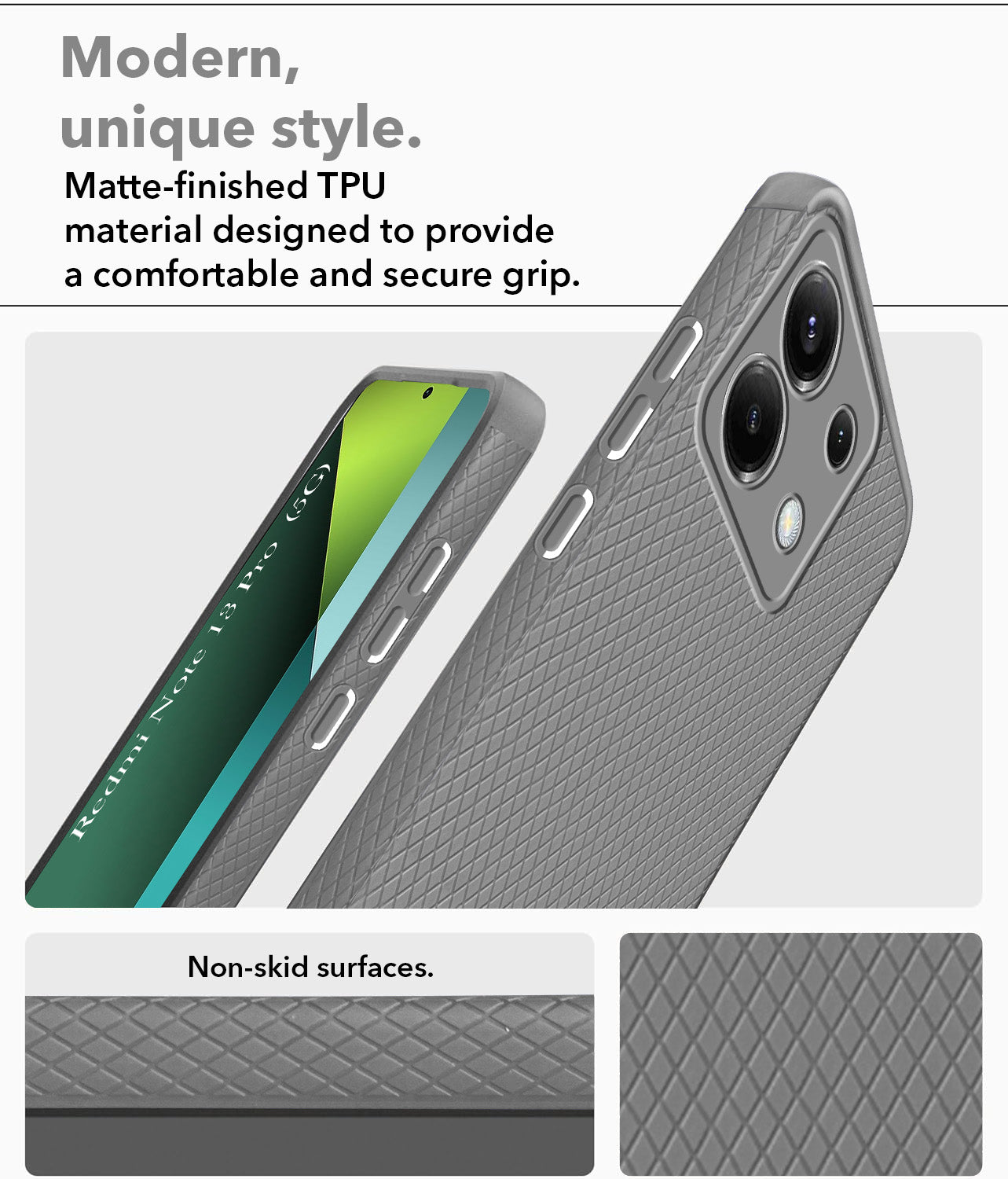 For Redmi Note 13 Pro Back Cover Case (Liquid Silicone | Side Grip | Camera Protection)