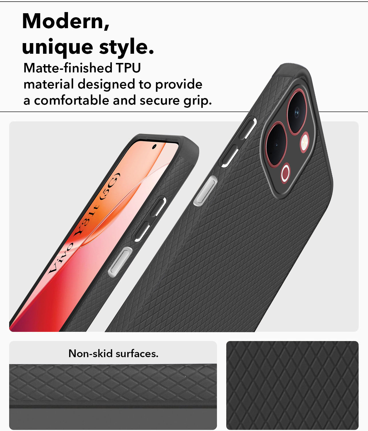 For Vivo Y31T 5G Back Cover Case Liquid Silicone (Camera Protection | Side Grip Texture | Soft and Flexible)