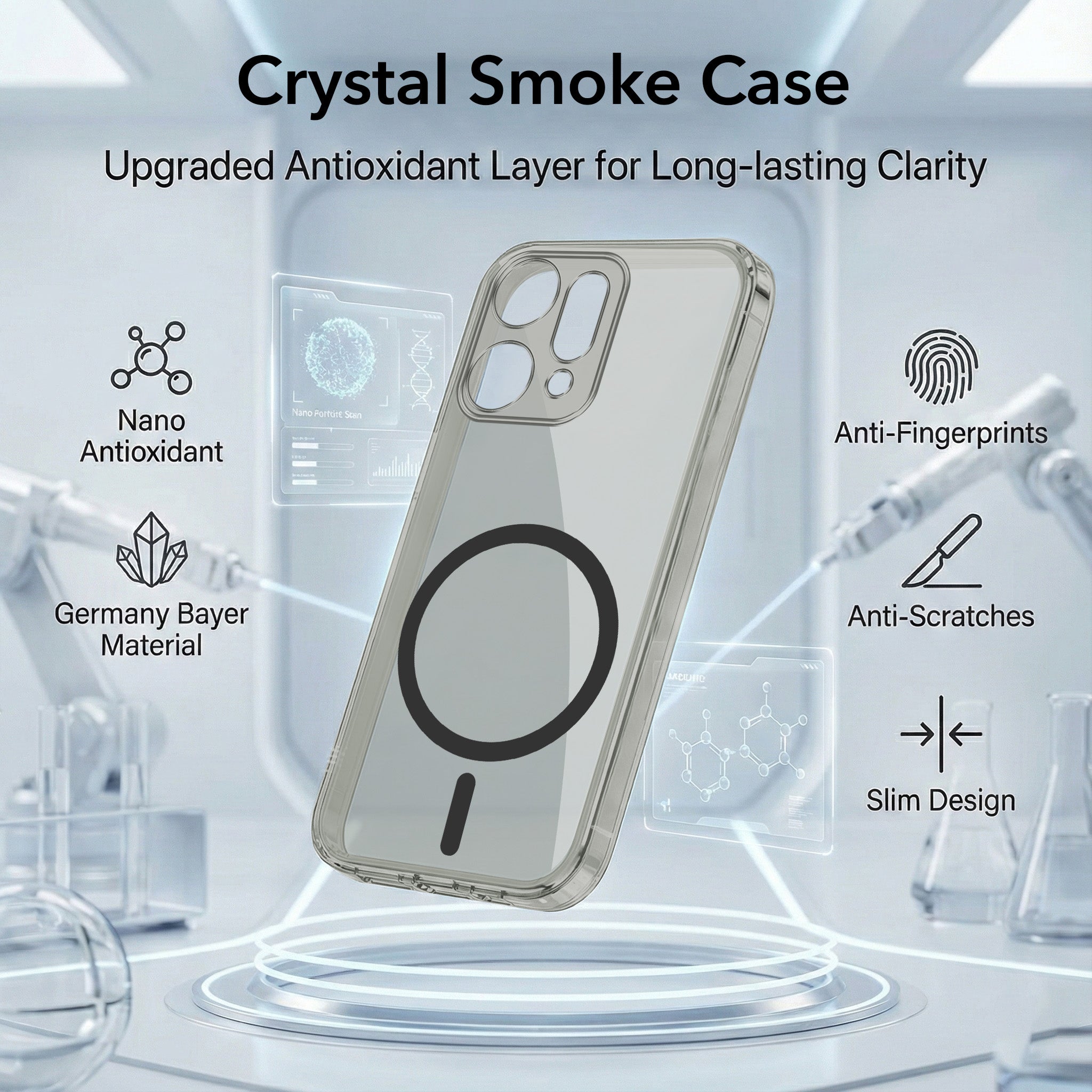 For Oppo Reno14 Pro 5G | Oppo Reno 14 Pro 5G Back Cover Case Lifetime Anti-Yellow MagSafe Compatible Clear (Sleek Hard Crystal | Shockproof and Camera Protection)