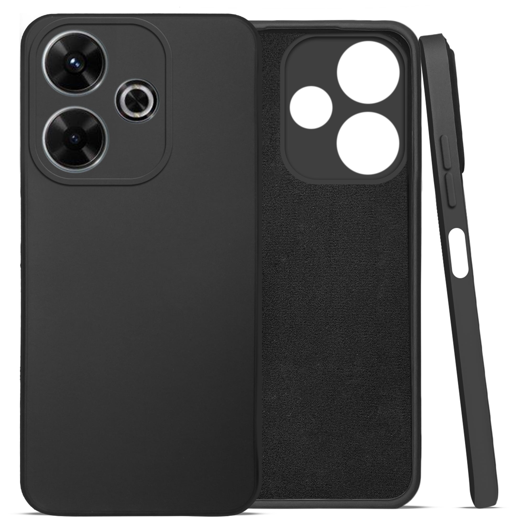 For Poco M6 Plus 5G Back Cover Case ( Matte Finish Silicone with Inside Fiber cloth)