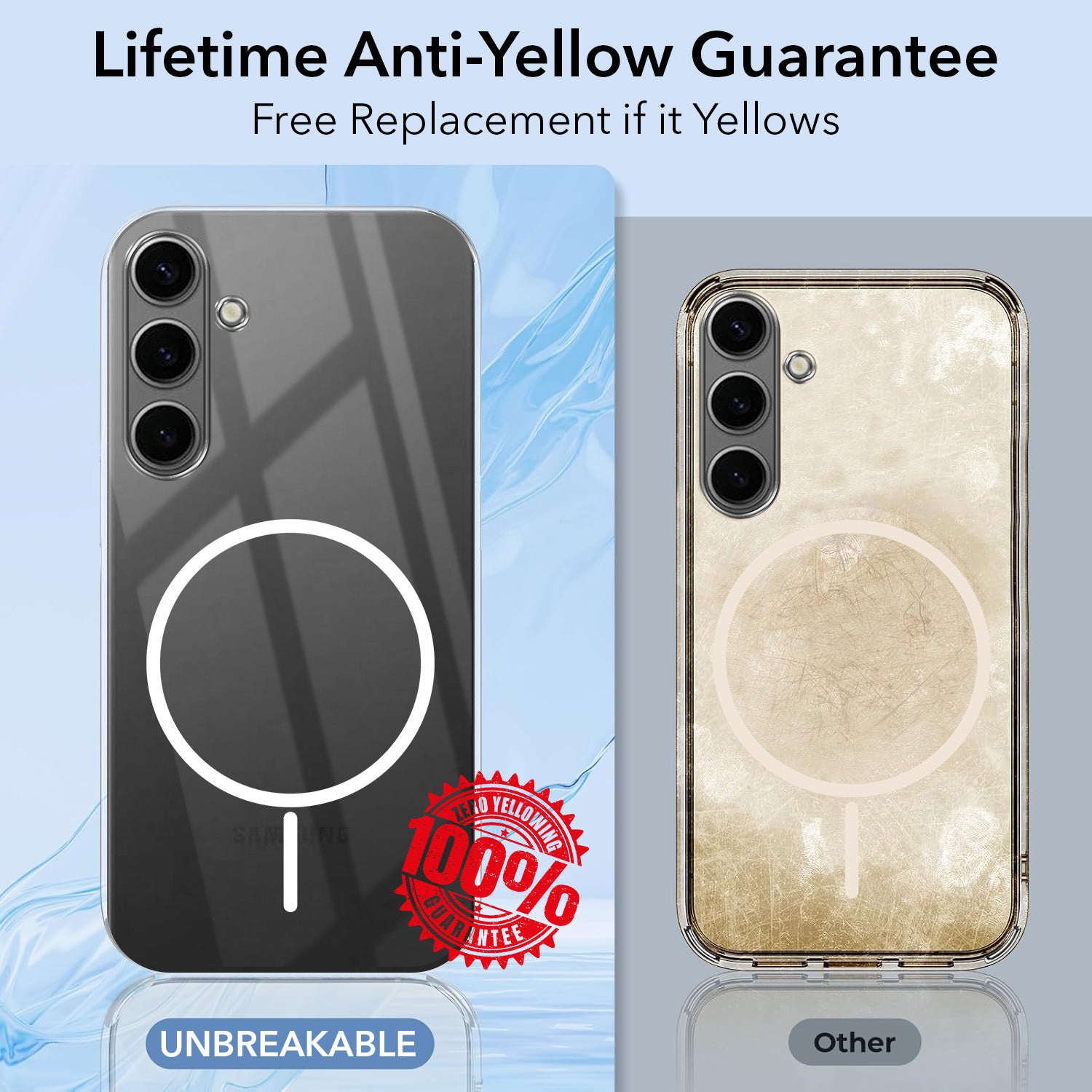 For Samsung Galaxy S24 Plus Back Cover Case Crystal Anti Yellow (MagSafe Wireless Charging Support |Camera Protection Bump)