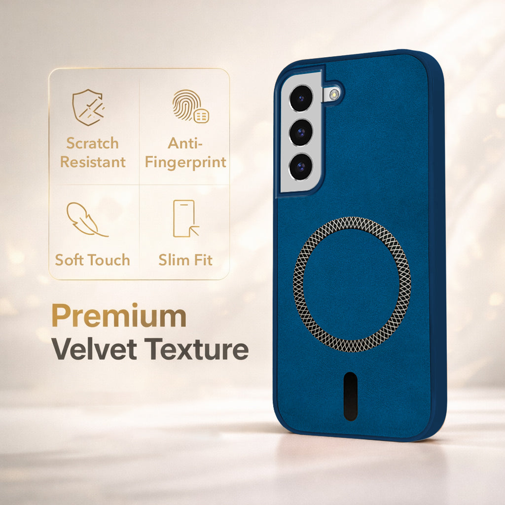 For Samsung Galaxy S22 Back Cover Case Leather Finish (MagSafe Compatible Wireless Charging | Soft Touch | Camera Bump Protection)