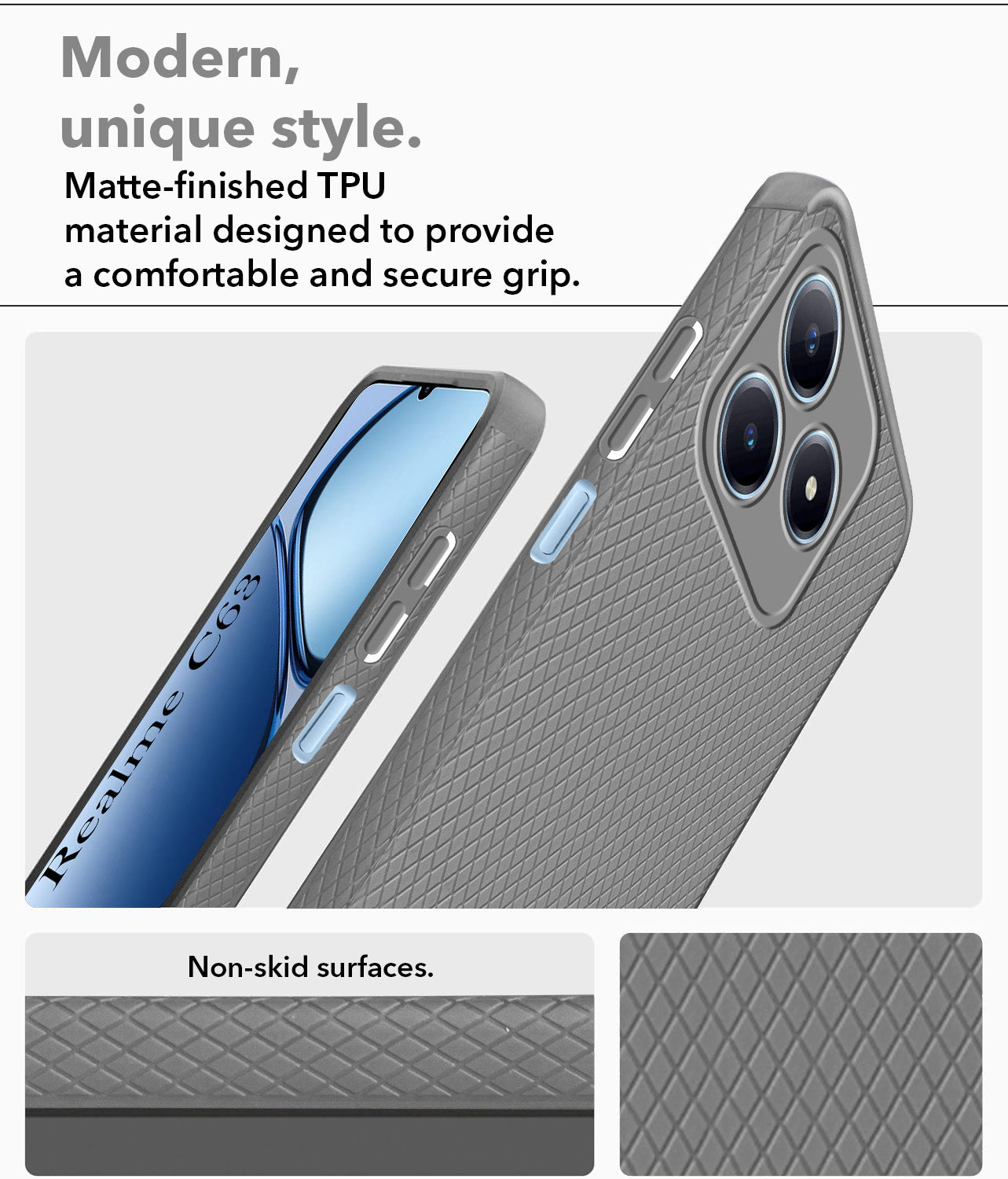 For Realme C63 Back Cover Case (Liquid Silicone | Side Grip | Camera Protection)