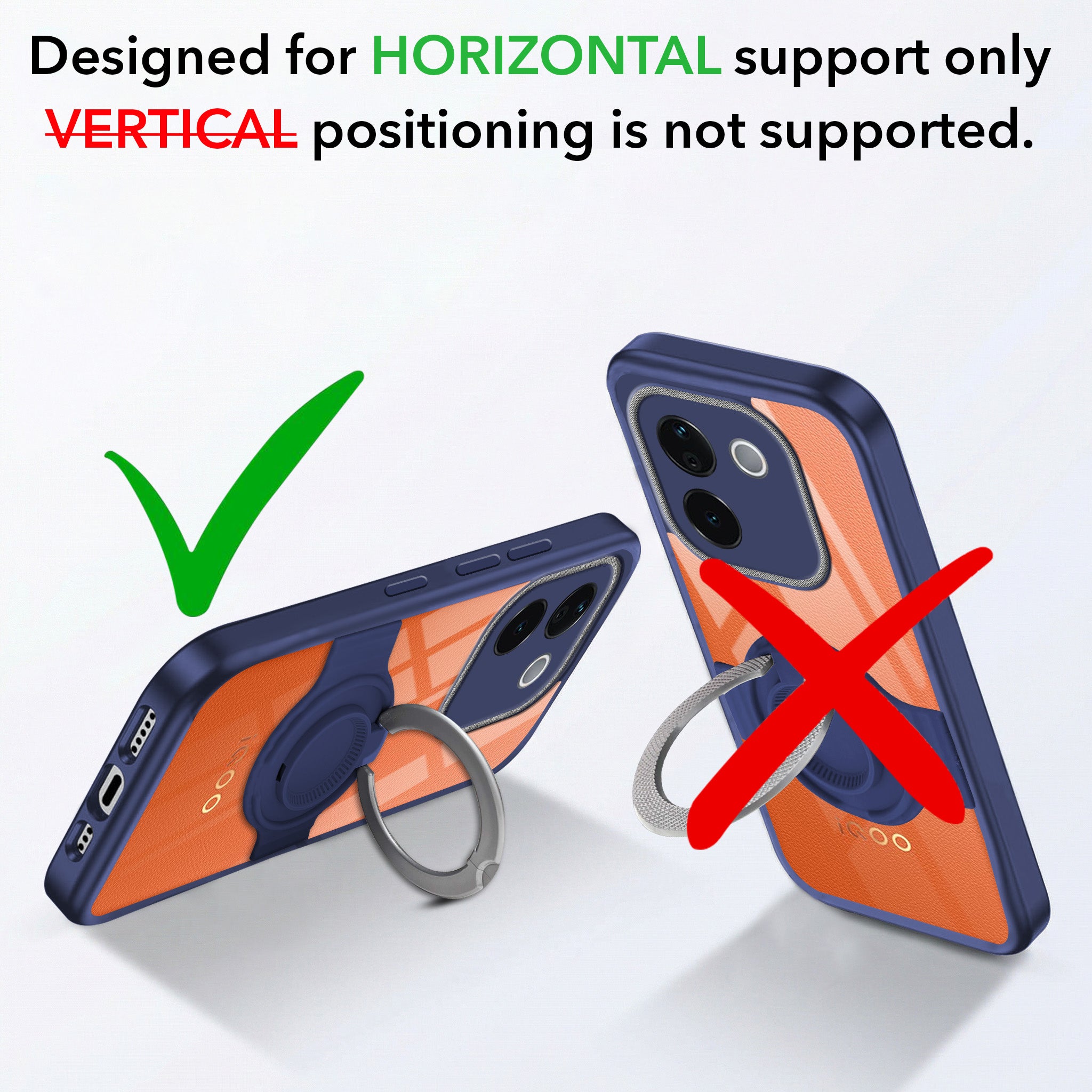 For Vivo iQOO Z9s Pro Back Cover Case with stand (Built-in Ring Holder Kickstand | Lifetime Anti Yellow | Camera Protection)