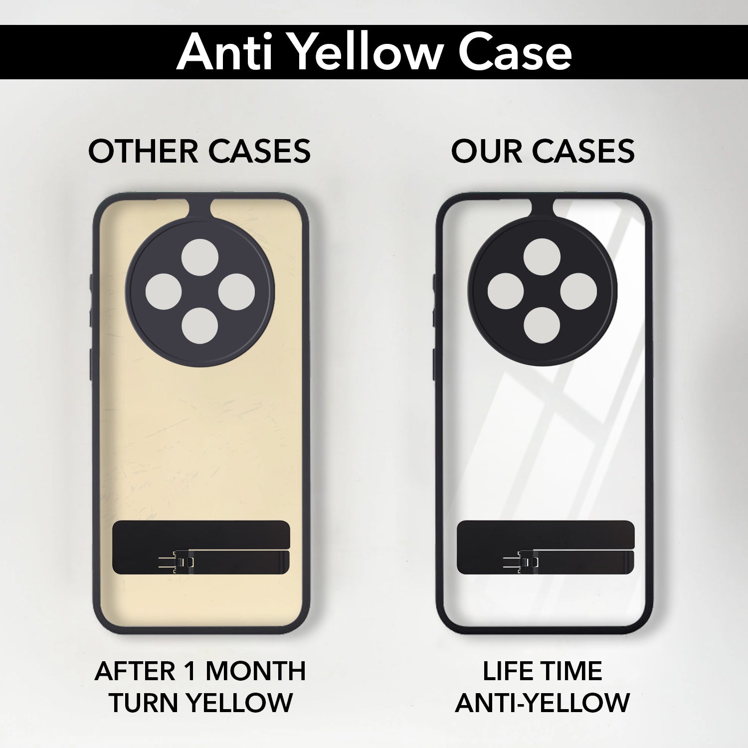 For Oppo Reno 12F Back Cover Case (Built-in Stand | Lifetime Anti Yellow | Kickstand Shockproof | Camera Protection | MagSafe Compatible)
