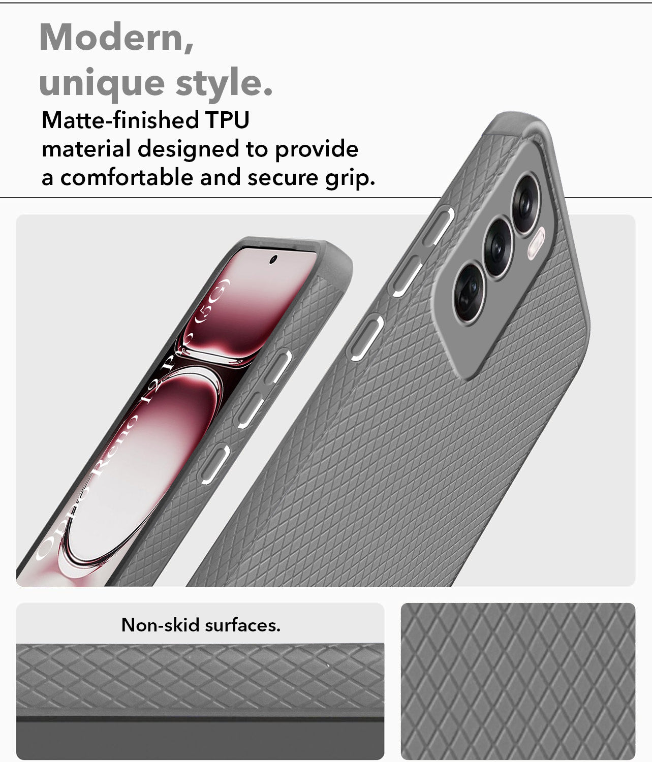 For Oppo Reno12 Pro 5G | Oppo Reno 12 Pro 5G Back Cover Case (Liquid Silicone | Side Grip | Camera Protection)