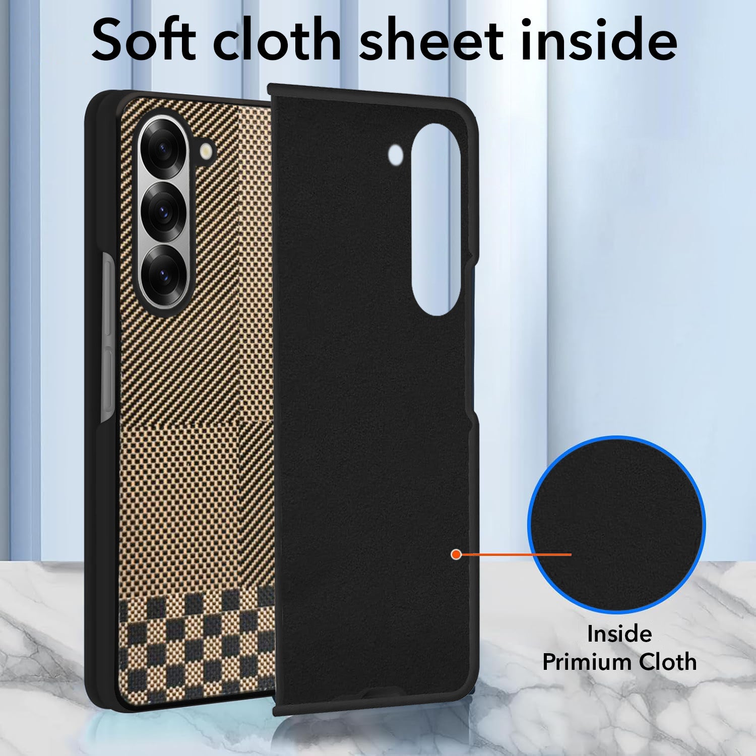 For Samsung Galaxy Z Fold 6 5G Back Flip Case Cover (Craft Printed Design | Hybrid Texture | Inside Microfiber Cloth)