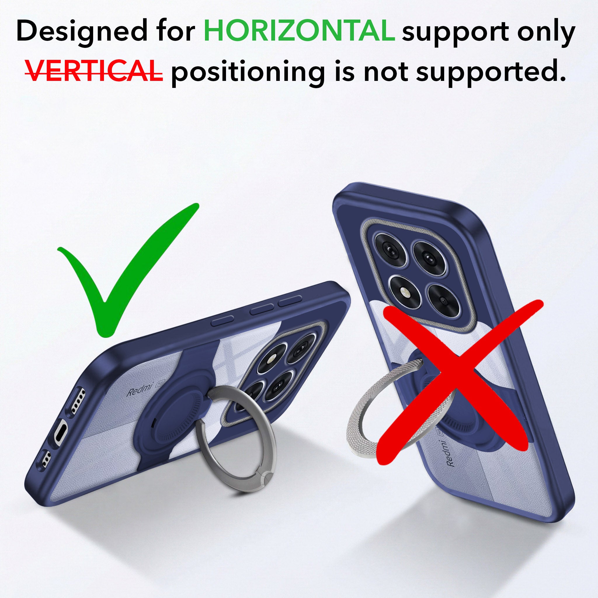 For Redmi Note 14 Pro Back Cover Case with stand (Built-in Ring Holder Kickstand | Lifetime Anti Yellow | Camera Protection)