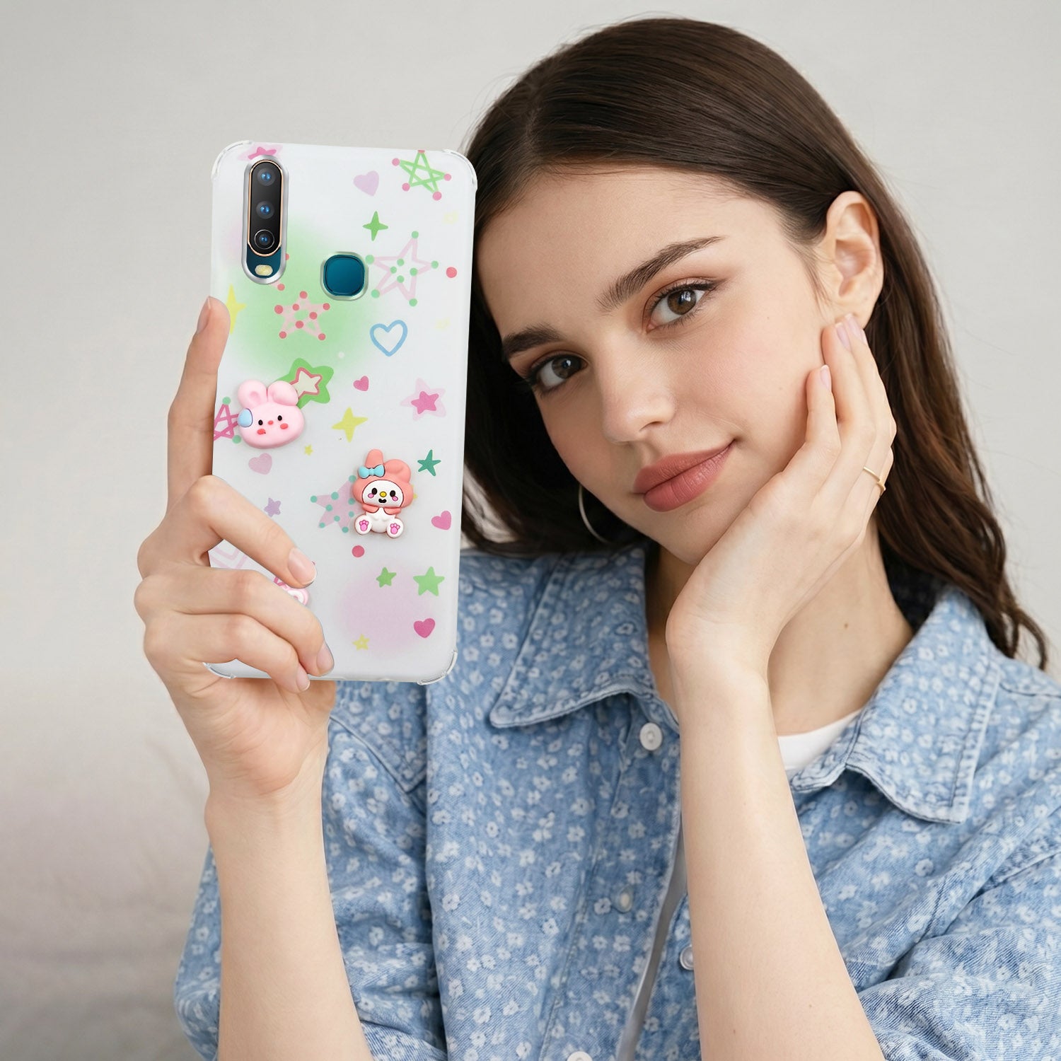 For Vivo U10 Back Cover Case (3D Cute Cartoons | Hard Back Side Soft | Matte Premium Finish | HD Printing)