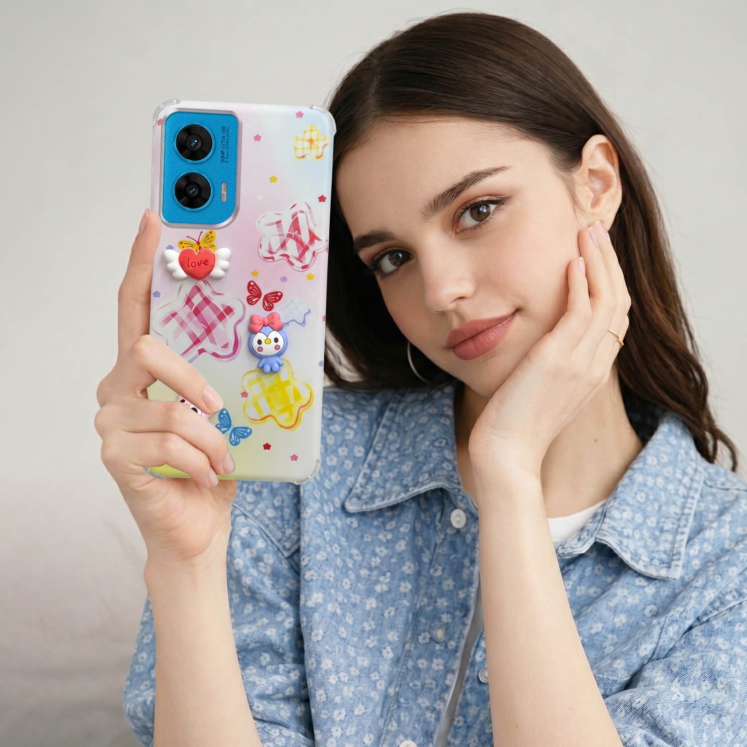 For Motorola Moto G96 Back Cover Case (3D Cute Cartoons | Hard Back Side Soft | Matte Premium Finish | HD Printing)