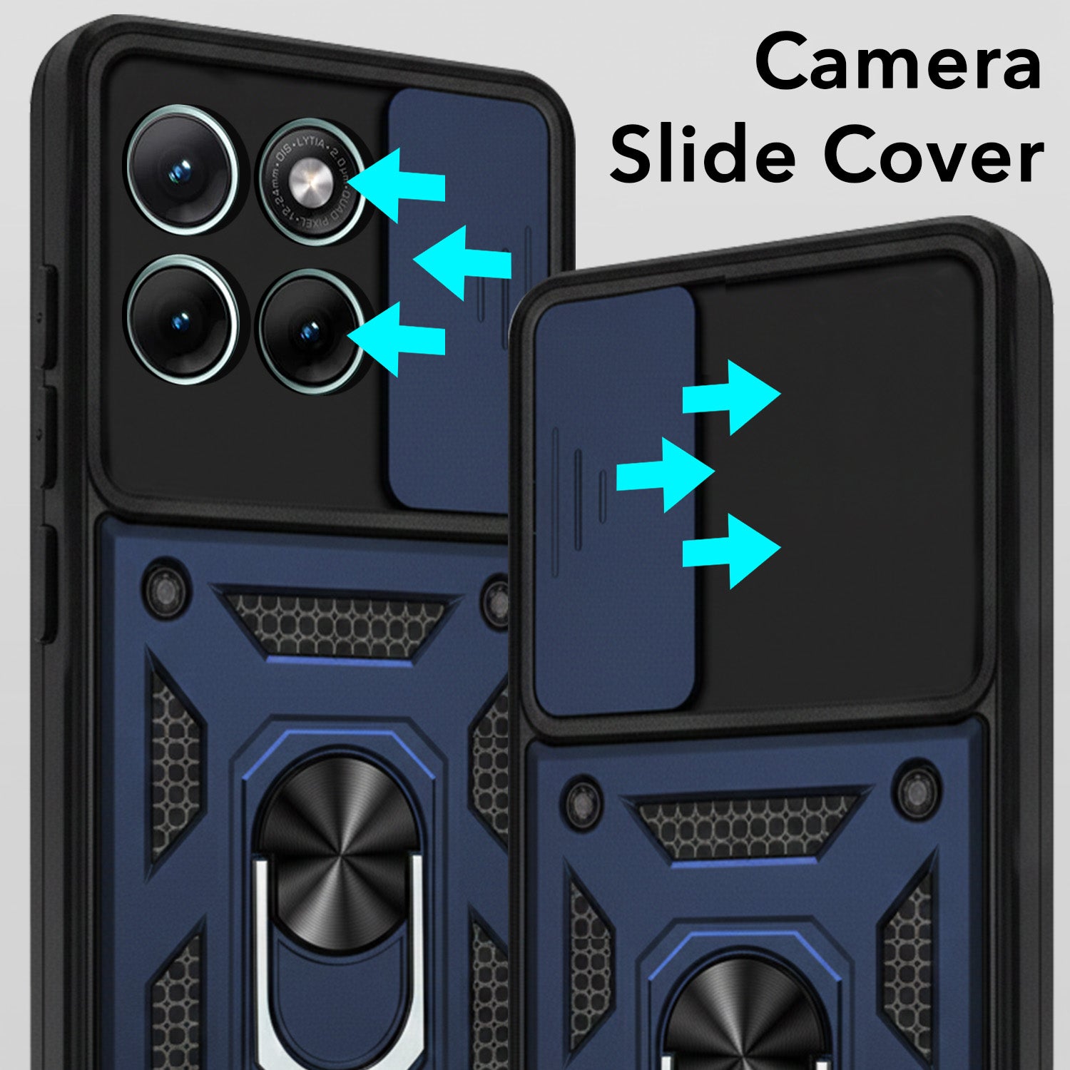 For Motorola Moto Edge 70 Fusion Back Cover Case Hybrid Armor (Sliding Shutter Camera Protection | Polycarbonate |Ring Holder Kickstand)