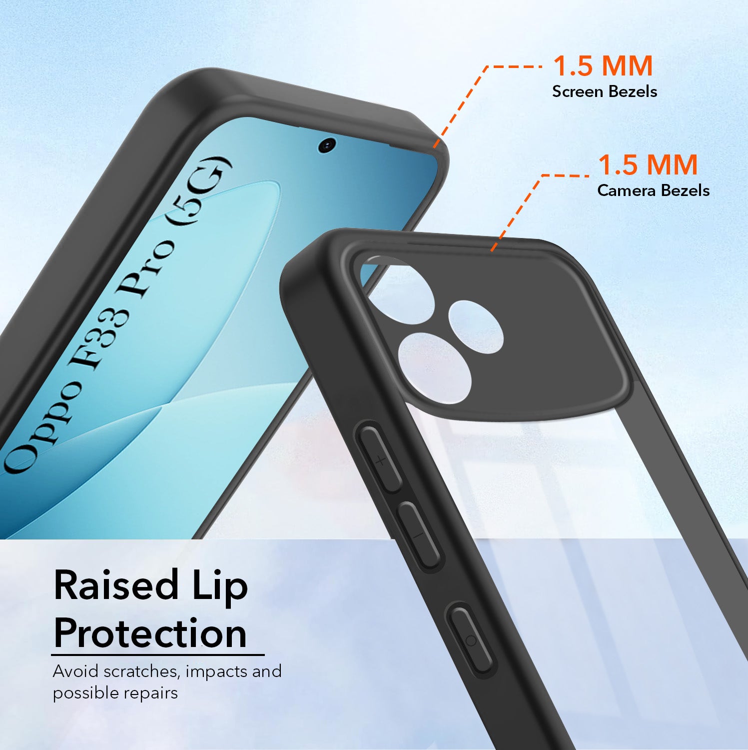 For Oppo F33 Pro 5G Back Cover Case Ultra-Hybrid (Lifetime Anti Yellow | Anti Scratch | Crystal Clear Shockproof)