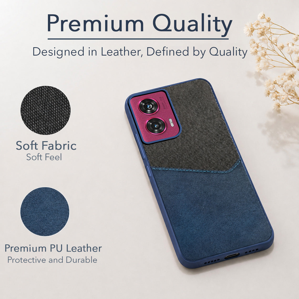 For Motorola Moto Edge 50 Fusion Back Cover Case (Dual PU Leather Stitch | Professional Minimalist | Soft and Flexible)