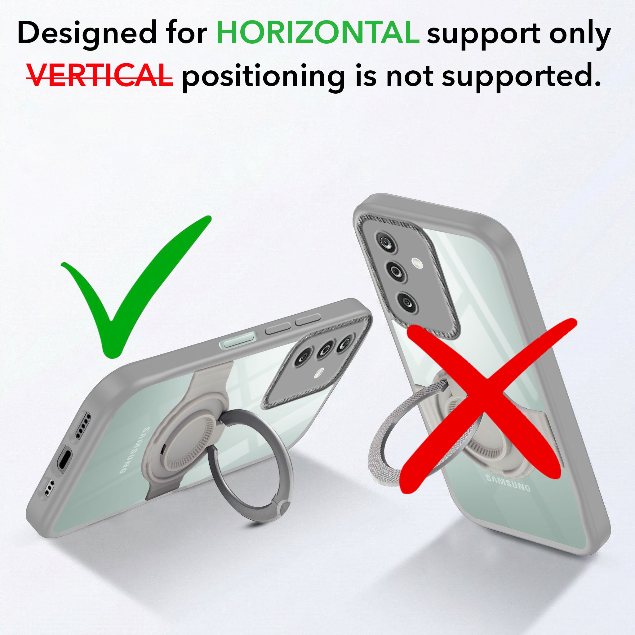For Samsung Galaxy M36 | Samsung Galaxy F36 Back Cover Case with stand (Built-in Ring Holder Kickstand | Lifetime Anti Yellow | Camera Protection)
