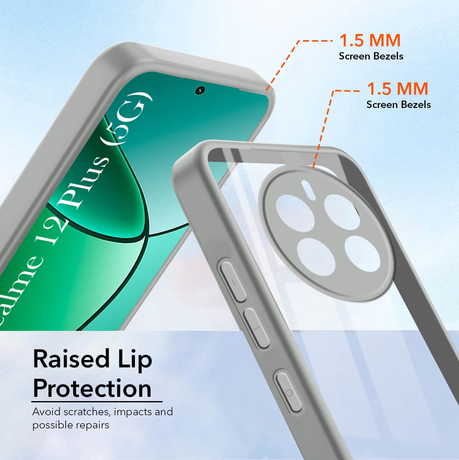 For Realme 12 Plus Back Cover Case (Lifetime Anti Yellow | Anti Scratch | Crystal Clear Shockproof)