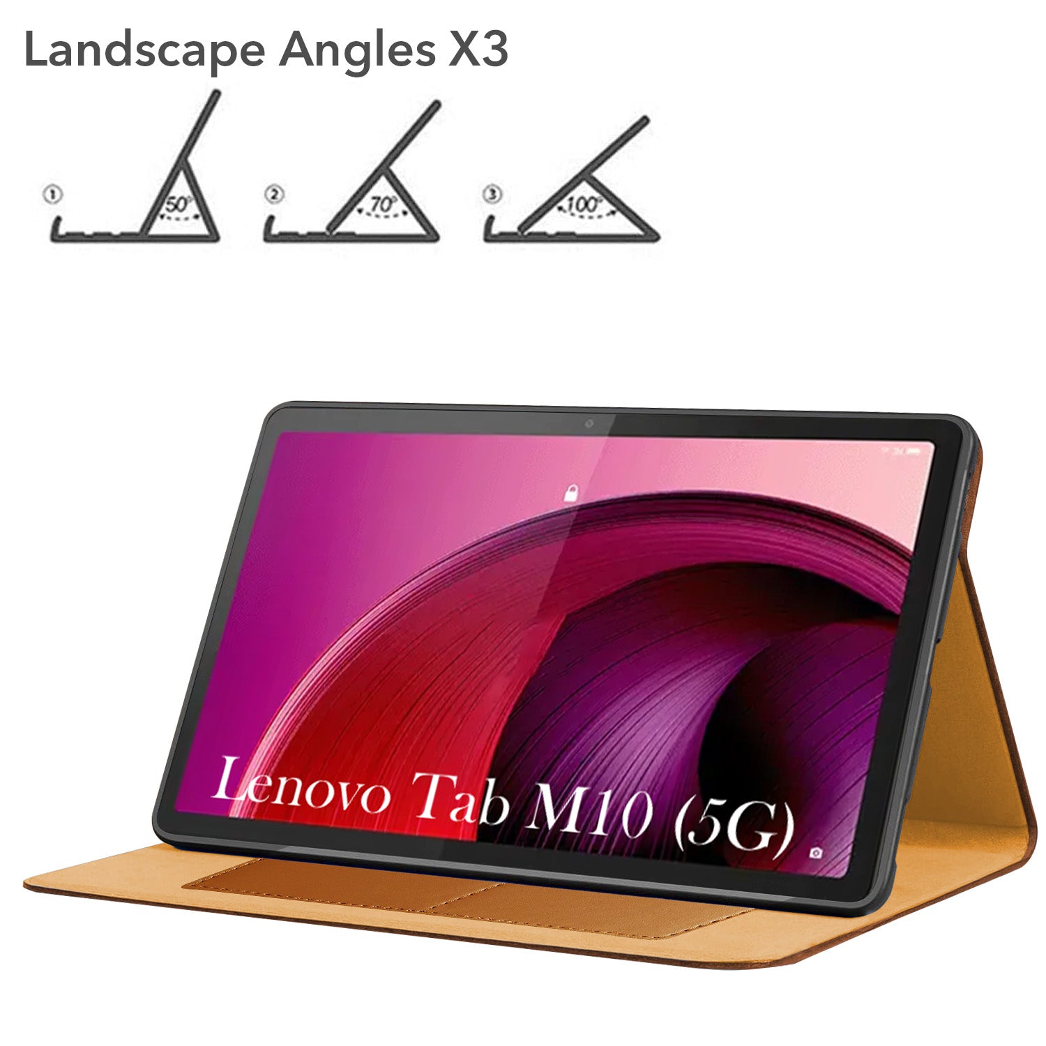 For Lenovo Tab M10 5G (X360) 10.61 Inch Flip Cover Folio Cover (PU Leather | Multi-Angle Smart Stand | Card Storage Slots | Silicone Back Pouch)