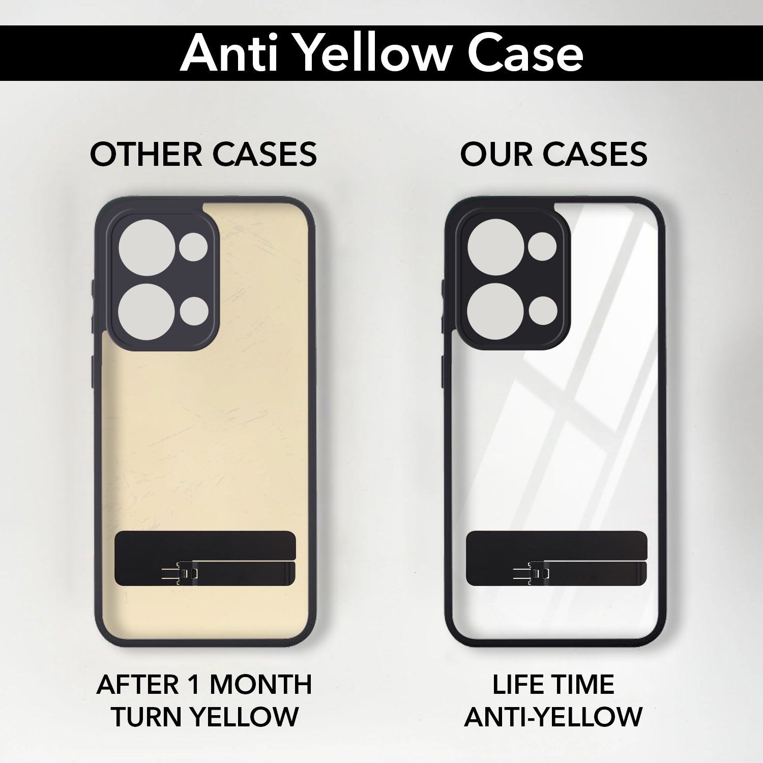For Oppo Reno13 5G | Oppo Reno 13 5G Back Cover Case (Built-in Stand | Lifetime Anti Yellow | Kickstand Shockproof | Camera Protection | MagSafe Compatible)