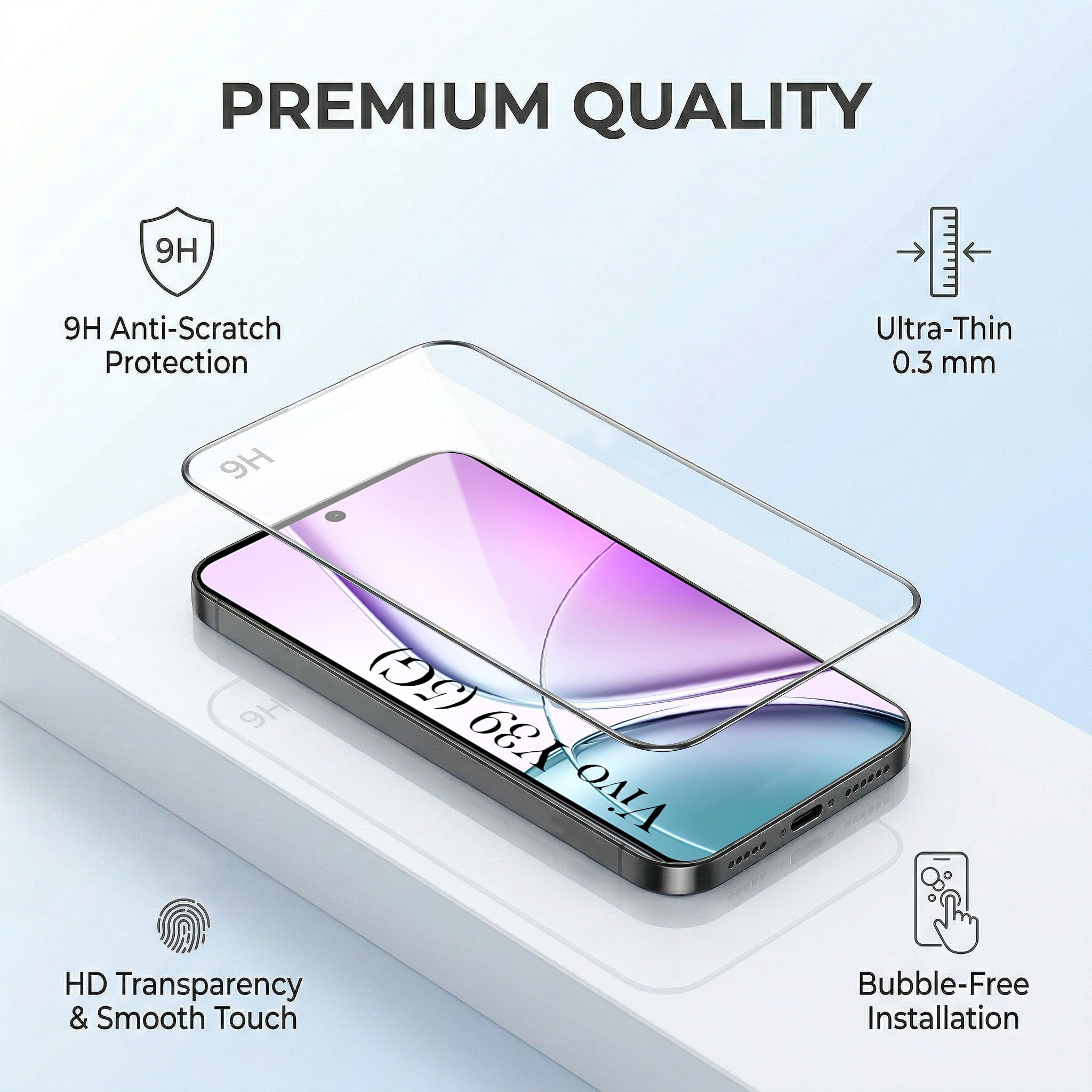 For Vivo Y39 Combo with Back Cover and 9H Tempered Glass (Liquid Silicone | Camera Protection | Oleophobic Coating Screen Glass)