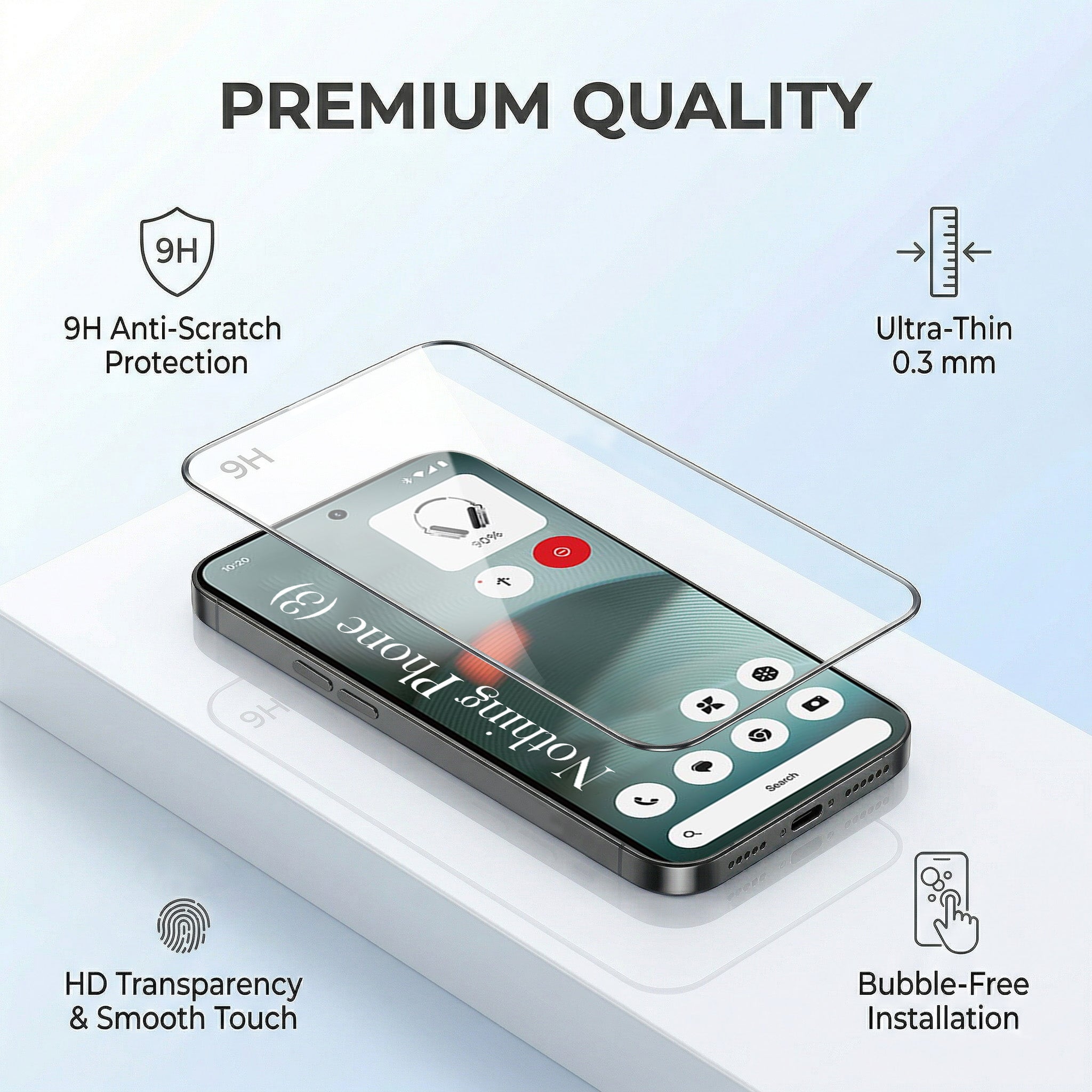 For Nothing Phone 3 Combo (Textured Grip Design | Micro-Fiber Cloth Inside | Oleophobic Coating Screen Glass)
