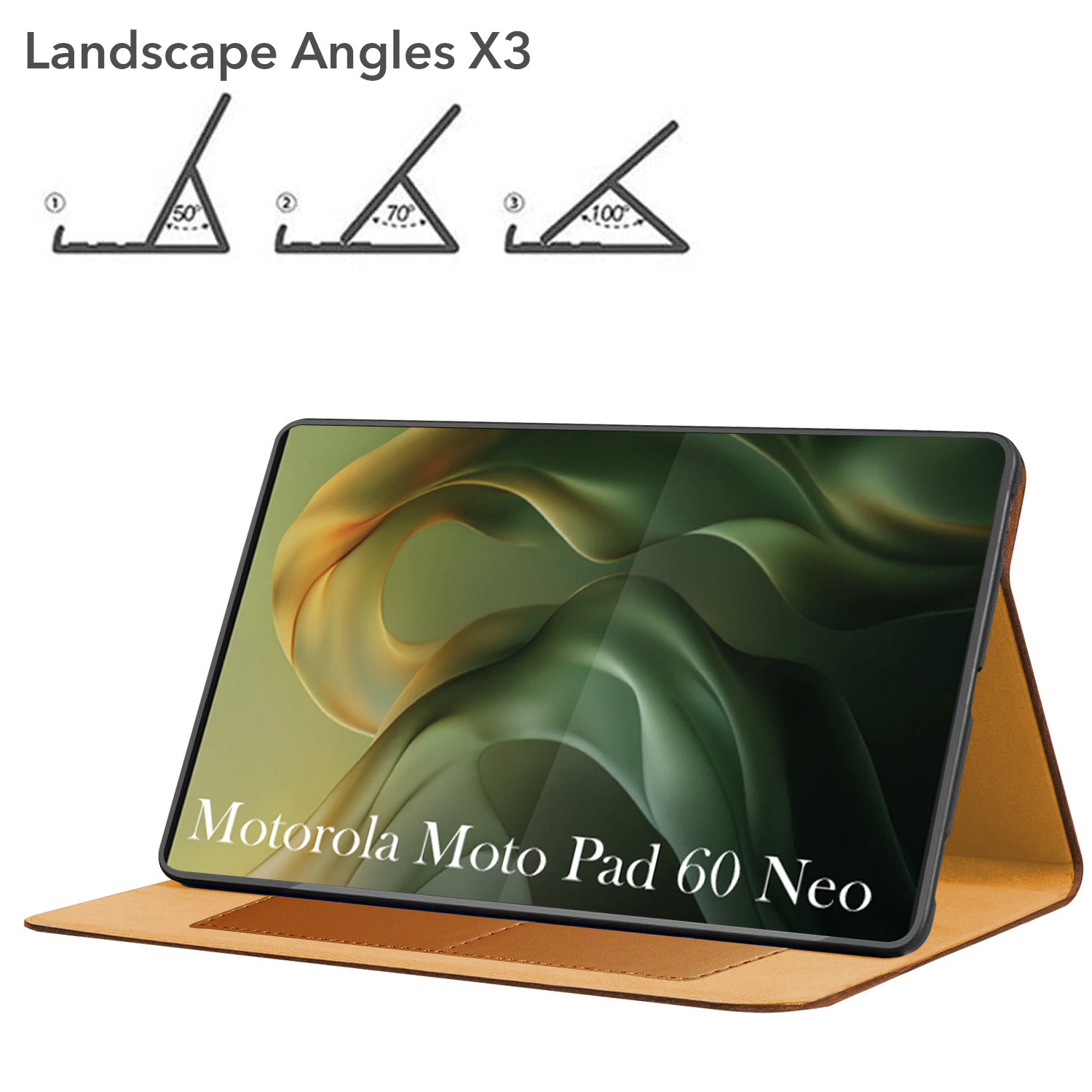 For Motorola Moto Pad 60 Neo 11 Inch Flip Cover Folio Cover (PU Leather | Multi-Angle Smart Stand | Card Storage Slots | Silicone Back Pouch)