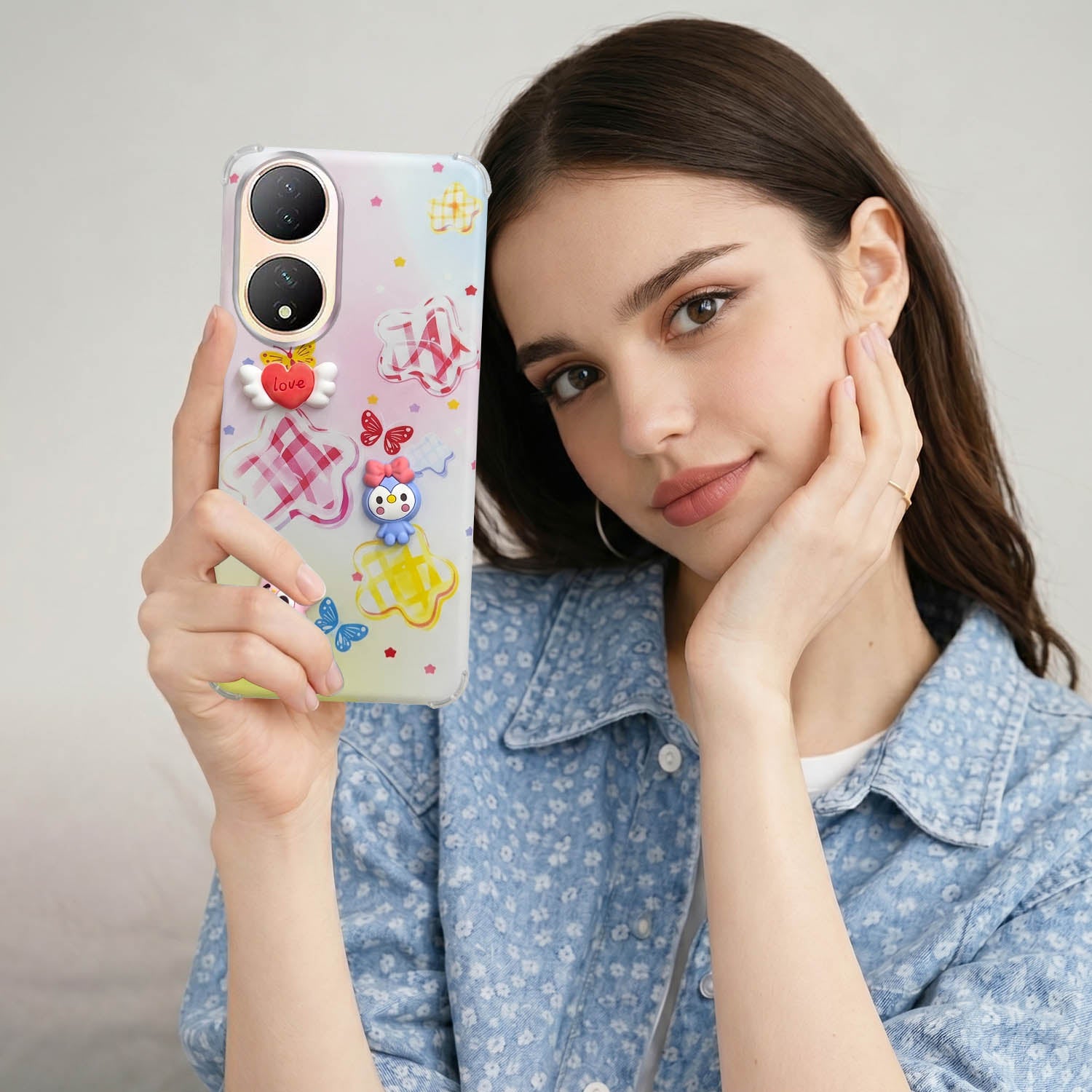 For Vivo Y100 Back Cover Case (3D Cute Cartoons | Hard Back Side Soft | Matte Premium Finish | HD Printing)