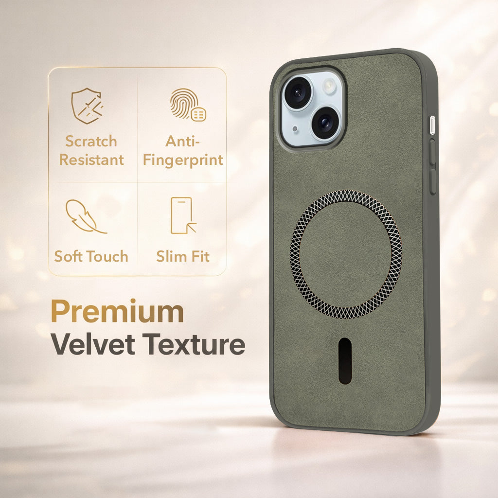 For Apple iPhone 13 Back Cover Case (Sleek Leather Finish | MagSafe Compatible Wireless Charging | Camera Bump Protection)