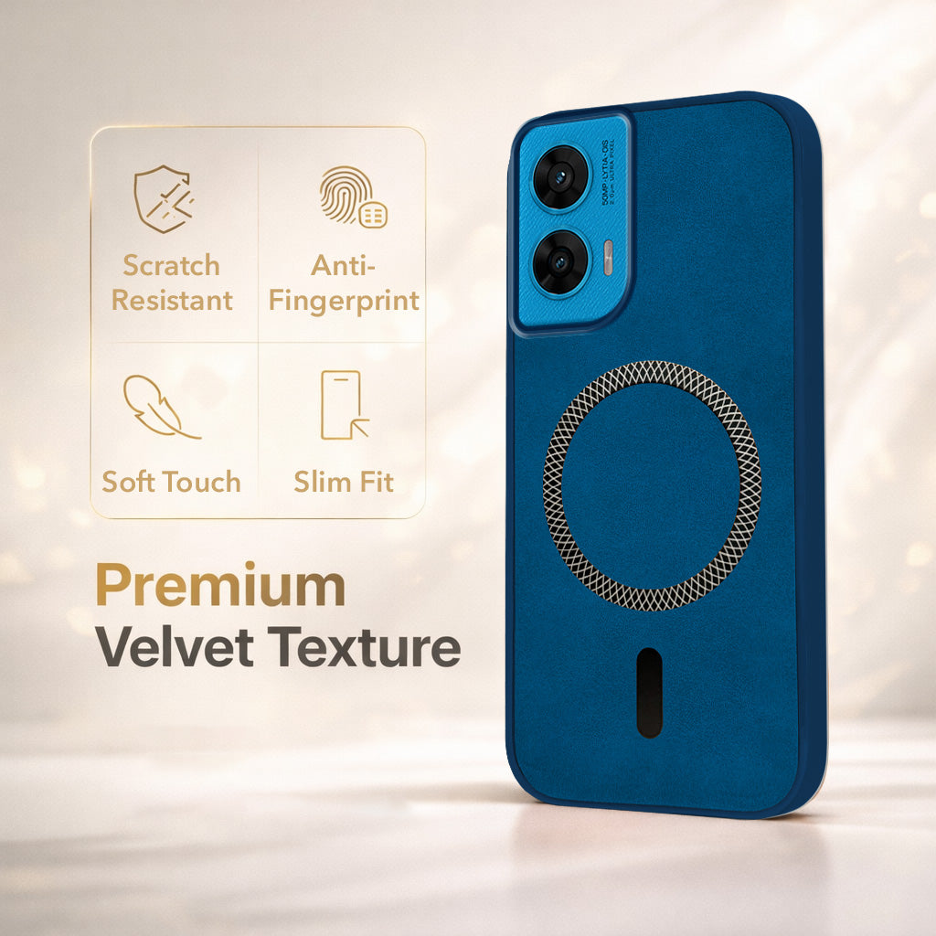 For Motorola Moto G96 Back Cover Case Leather Finish (MagSafe Compatible Wireless Charging | Soft Touch | Camera Bump Protection)