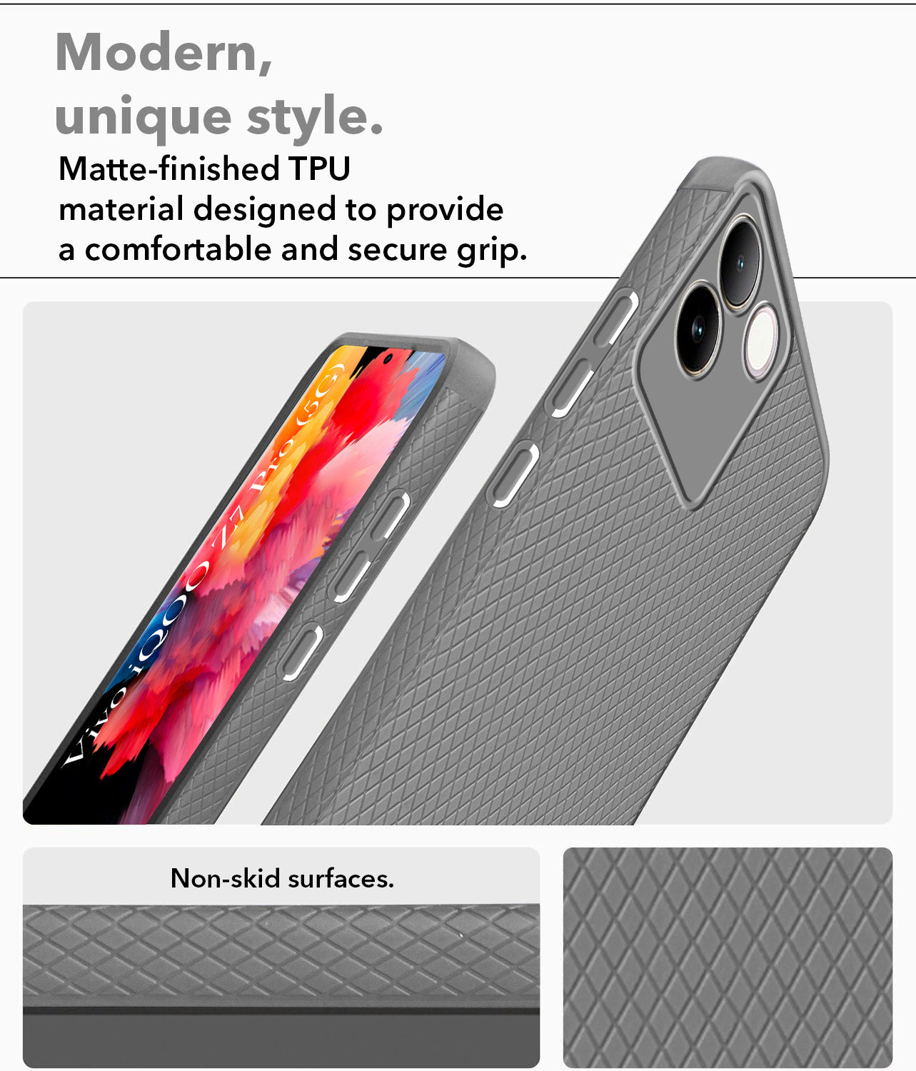 For Vivo iQOO Z7 Pro Back Cover Case (Liquid Silicone | Side Grip | Camera Protection)