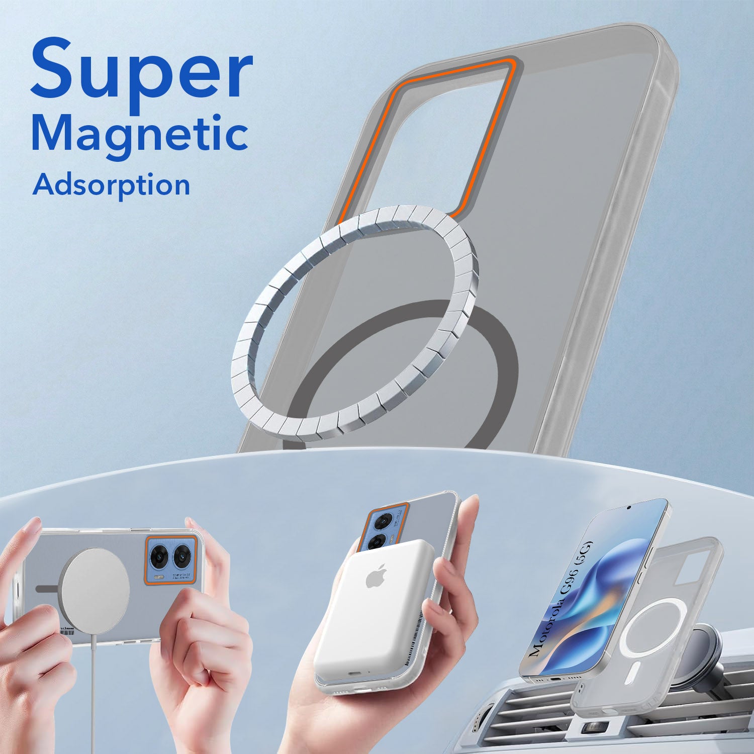 For Motorola Moto G96 Back Cover Case (Soft Touch | Camera Bump Protection | MagSafe Compatible | Matte Finish)