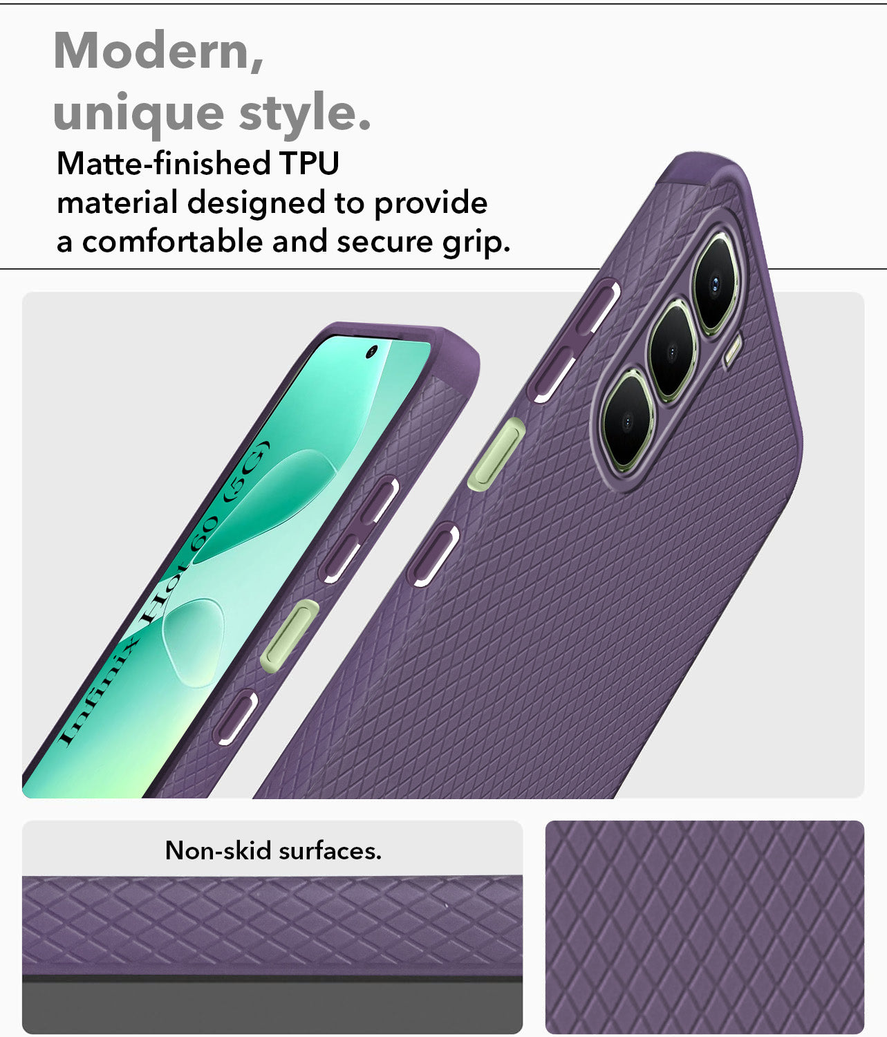 For Infinix Hot 60 5G Back Cover Case (Liquid Silicone | Side Grip | Camera Protection)