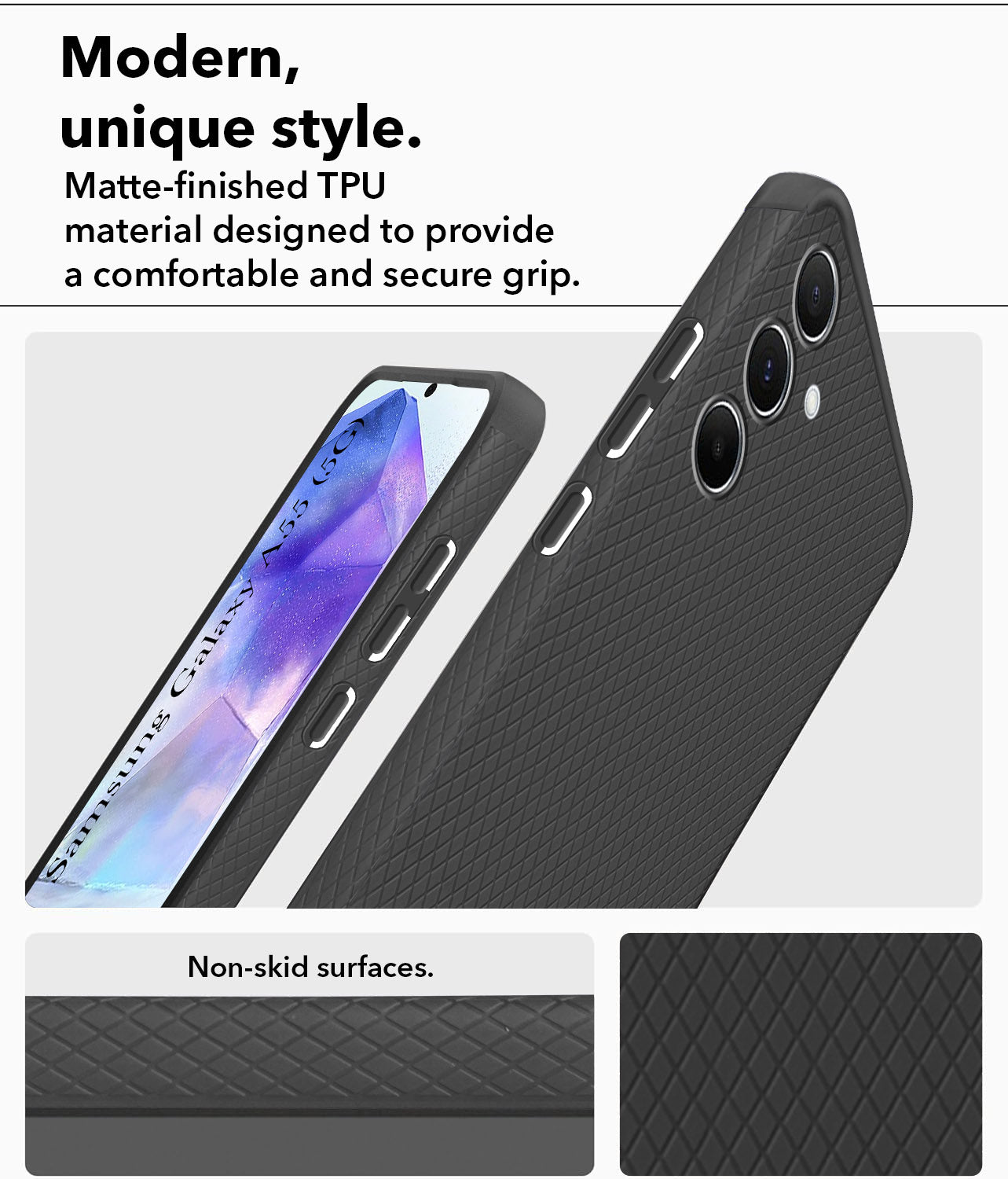 For Samsung Galaxy A55 5G Back Cover Case (Liquid Silicone | Side Grip | Camera Protection)