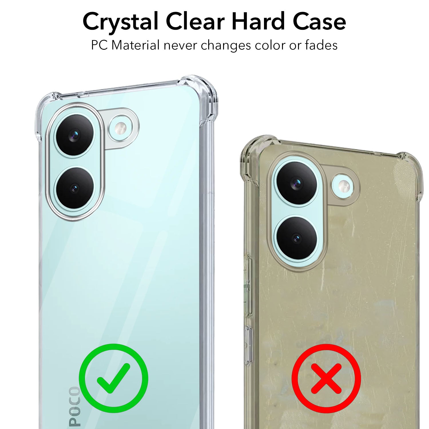 For Poco X8 Pro 5G Back Cover Shockproof Crystal-Clear (Anti Yellow Case | Drop & Camera Protection | Hard Polycarbonate)