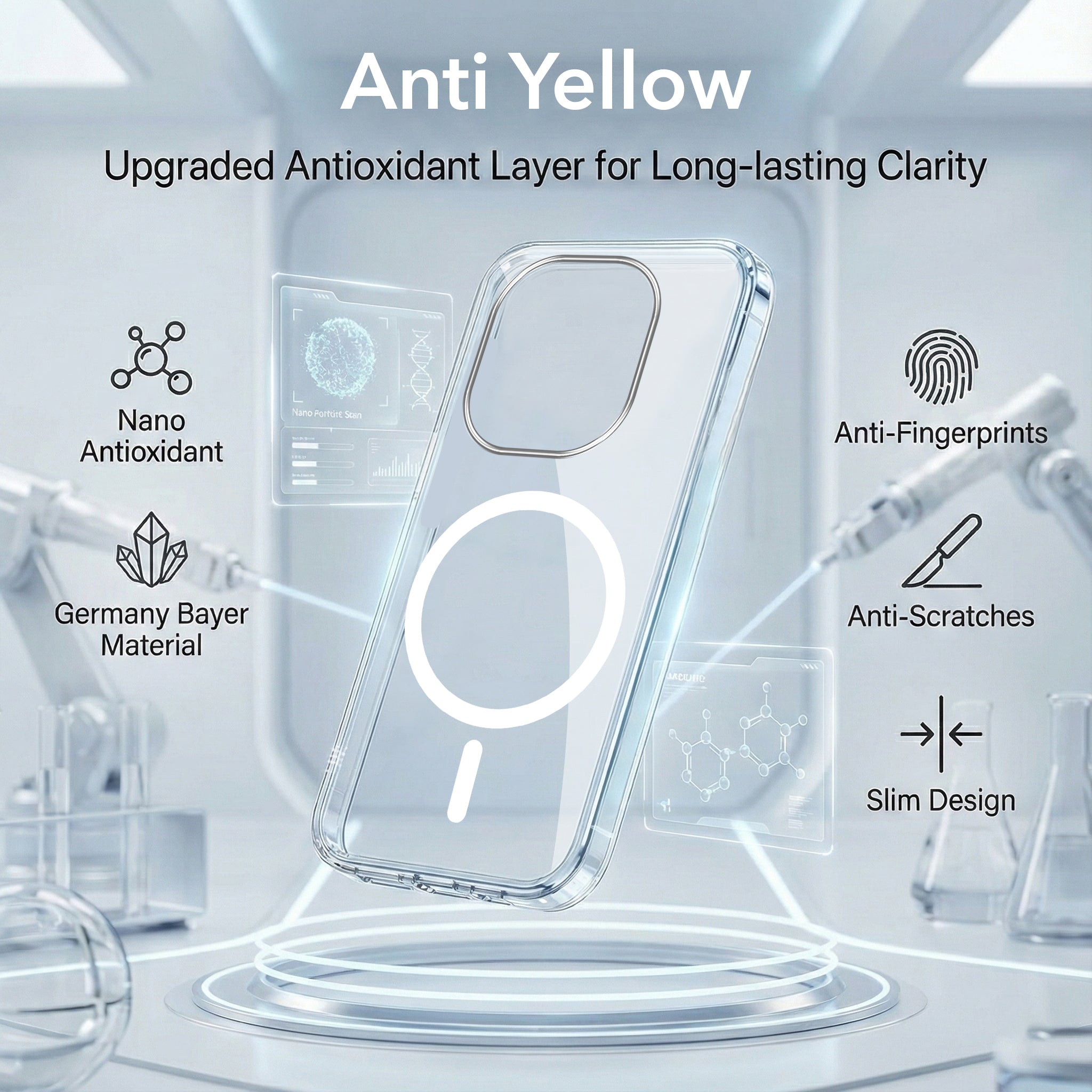 For Vivo iQOO Z9s Pro Back Cover Case Lifetime Anti-Yellow MagSafe Compatible Clear (Sleek Hard Crystal | Shockproof and Camera Protection)