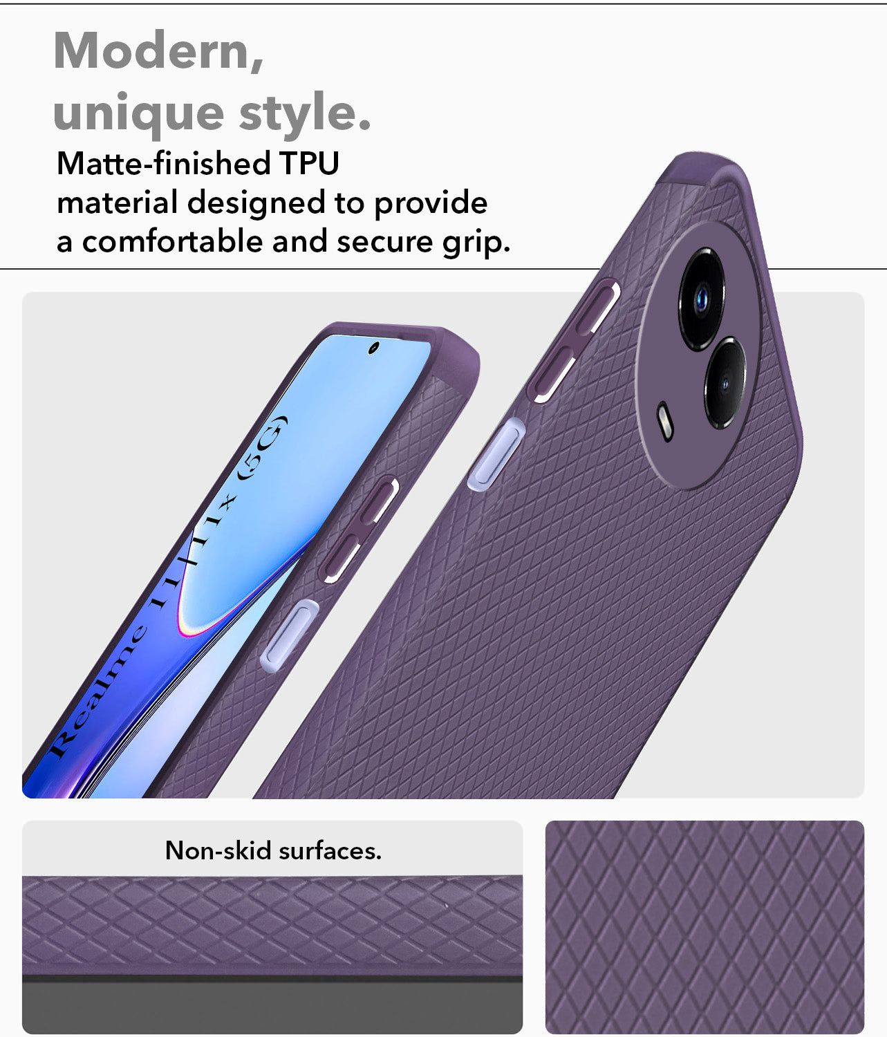 For Realme 11 5G | Realme 11x 5G  Back Cover Case (Liquid Silicone | Side Grip | Camera Protection)