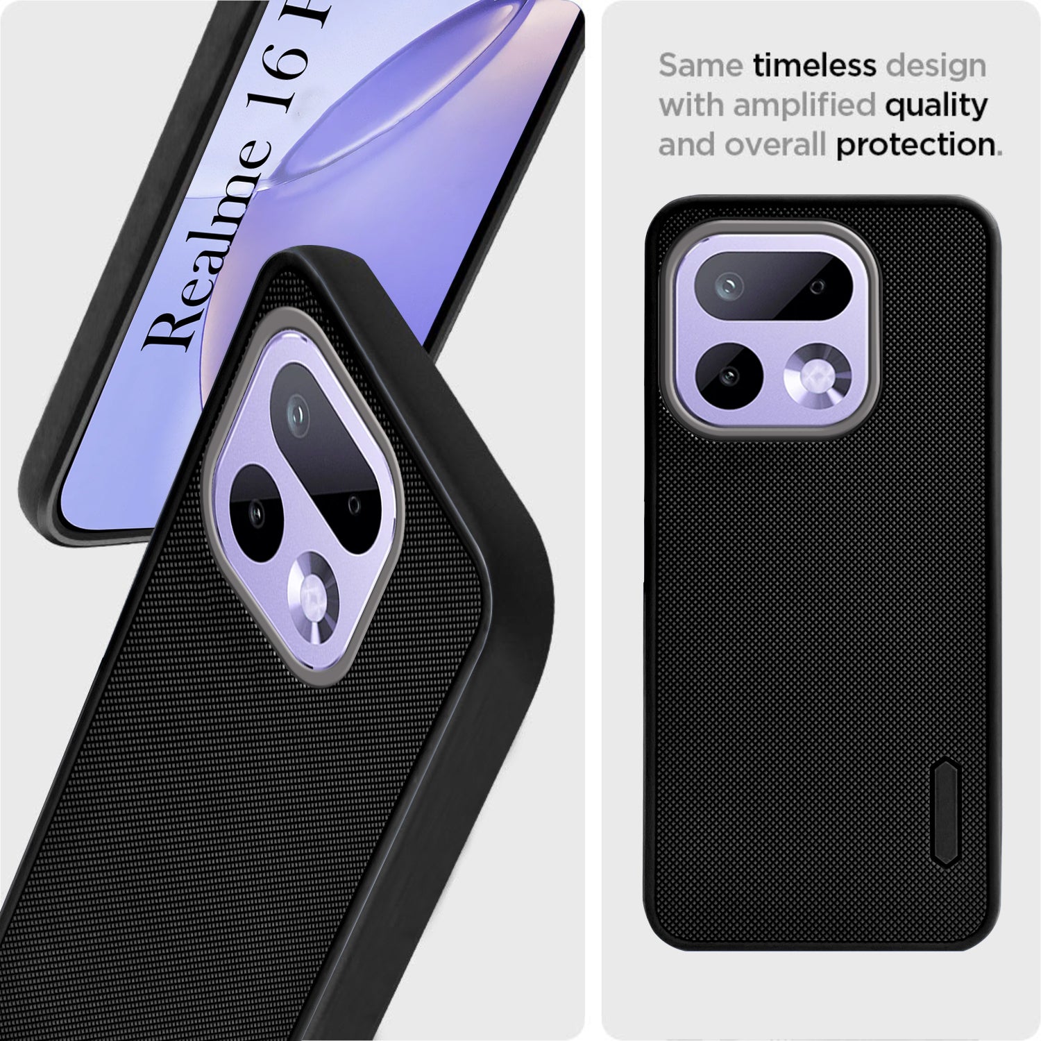 For Realme 16 Pro Back Cover Case Rubberised (Textured Grip Design | Micro-Fiber Cloth Inside | Slim and Light Weight | Soft Touch and Feel)