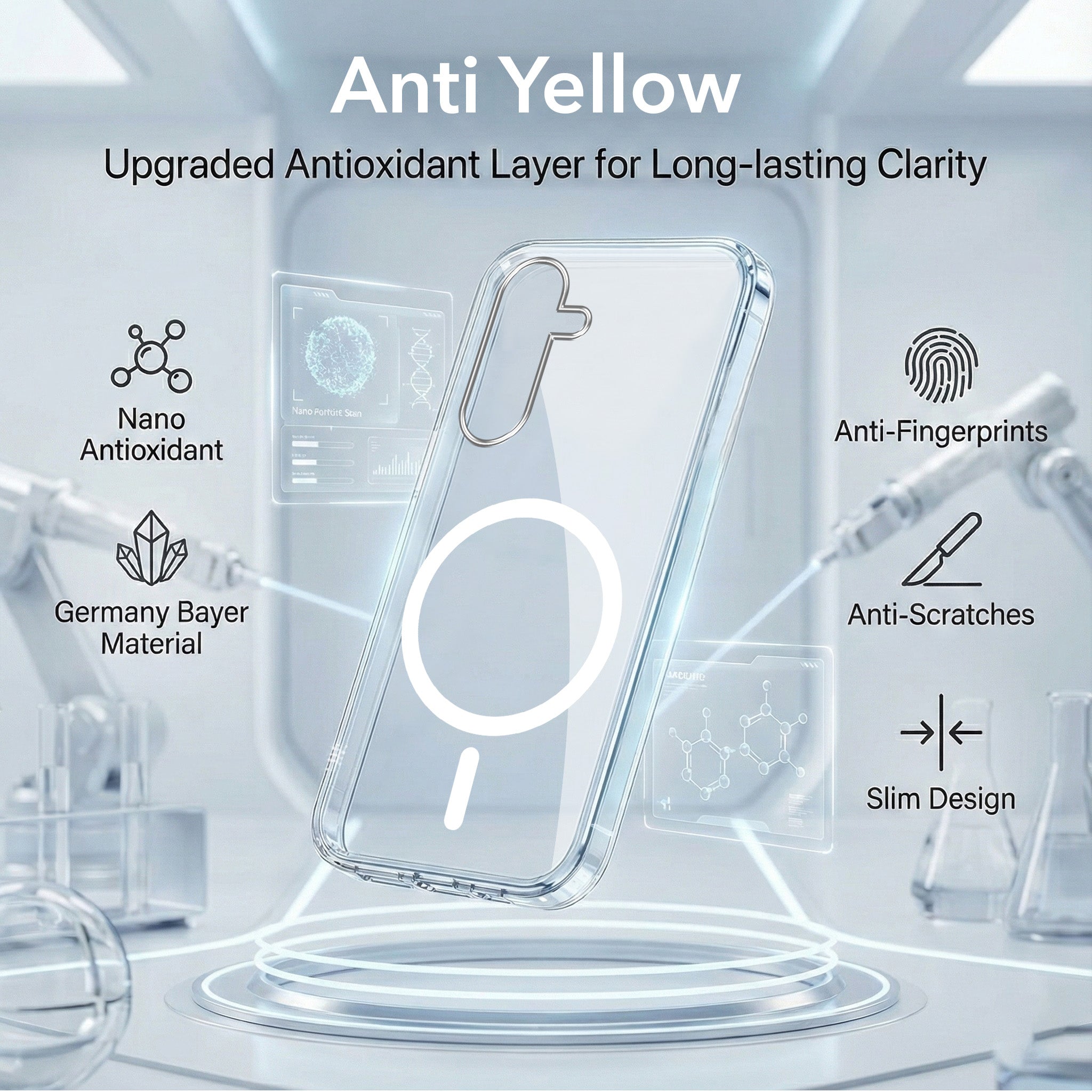 For Samsung Galaxy M56 | Samsung Galaxy F56 Back Cover Case Lifetime Anti-Yellow MagSafe Compatible Clear (Sleek Hard Crystal | Shockproof and Camera Protection)