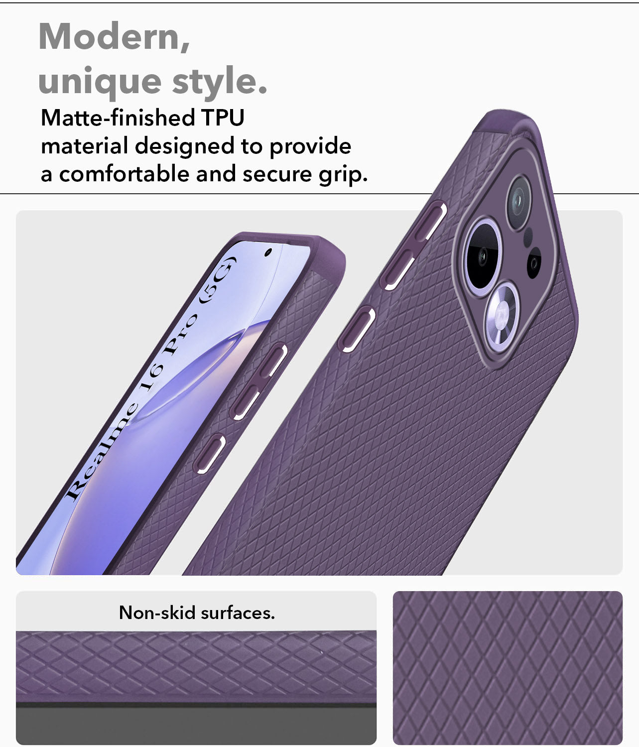 For Realme 16 Pro Back Cover Case Liquid Silicone (Camera Protection | Side Grip Texture | Soft and Flexible)