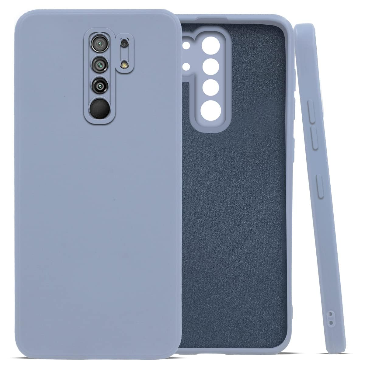 For Poco M2 Back Cover Case (Matte Finish Silicone with Fiber Cloth)