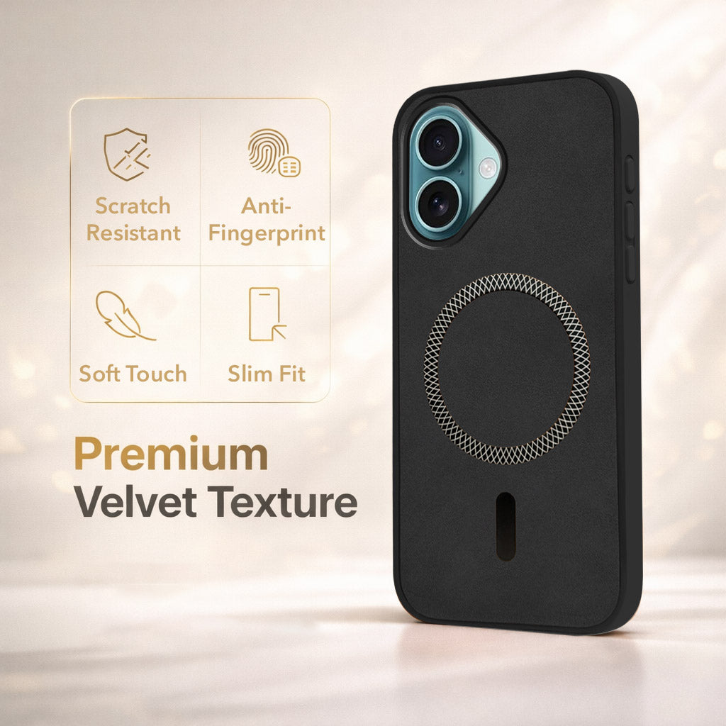 For Apple iPhone 16 Plus Back Cover Case (Sleek Leather Finish | MagSafe Compatible Wireless Charging | Camera Bump Protection)
