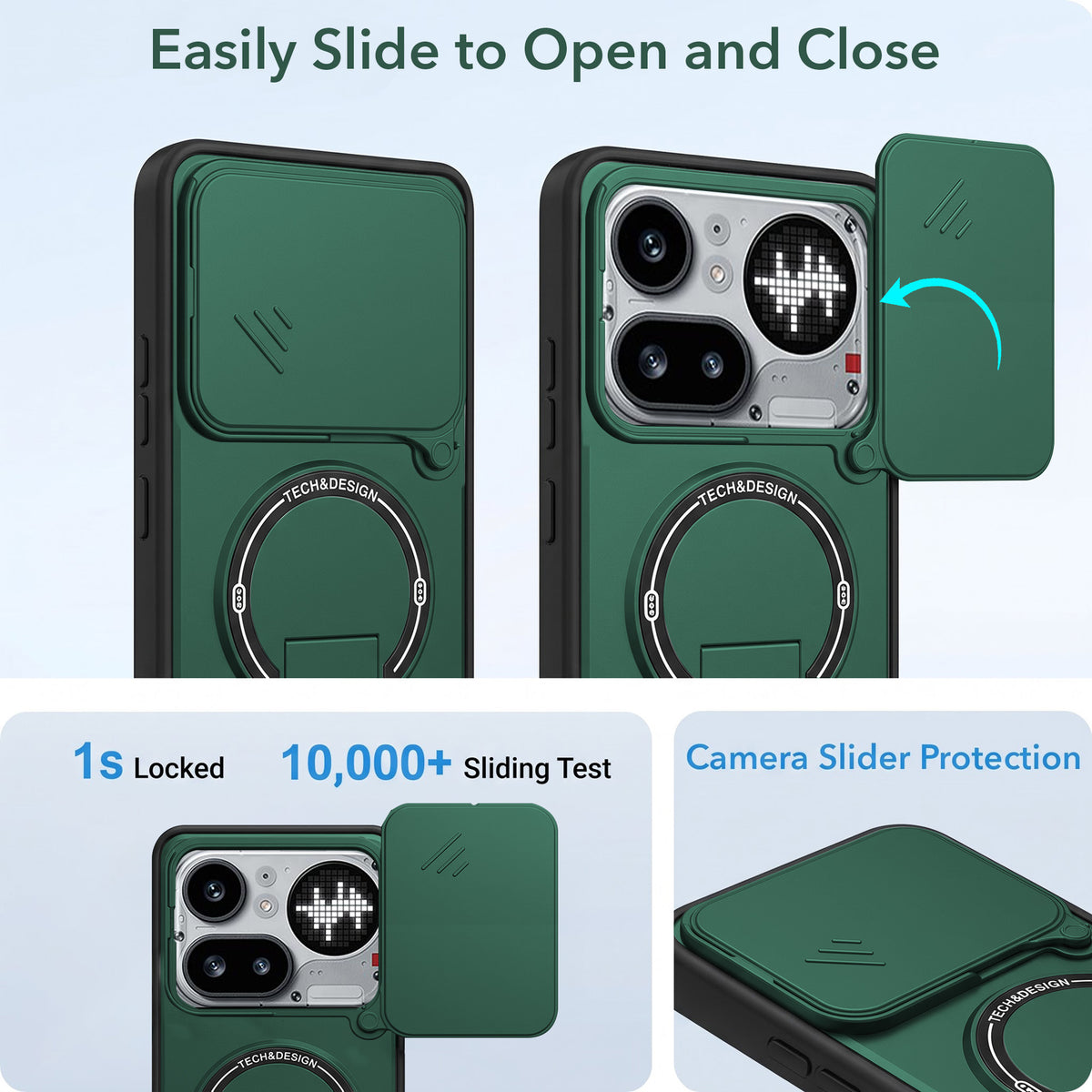 For Nothing Phone 4A Pro 5G Back Case Cover Metallic (Hybrid Armor Kickstand | Sliding Shutter Camera Protection | MagSafe Compatible)