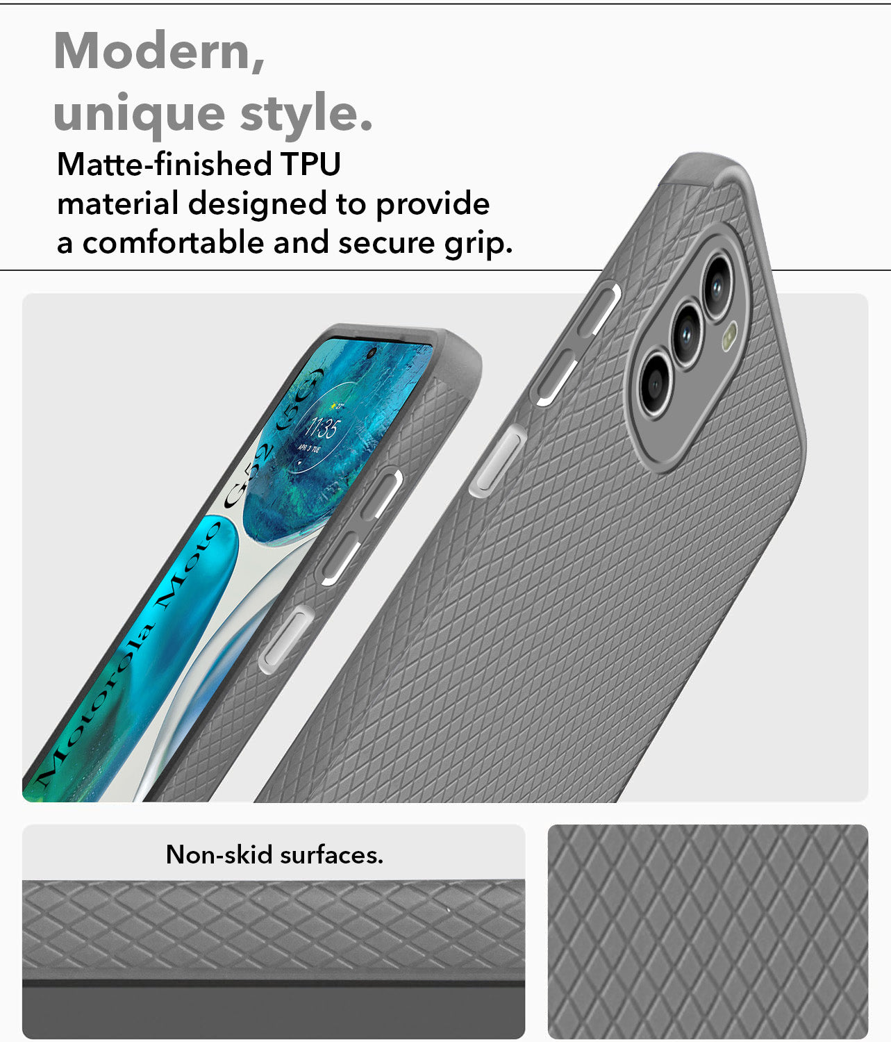For Motorola Moto G52 5G Back Cover Case (Liquid Silicone | Side Grip | Camera Protection)