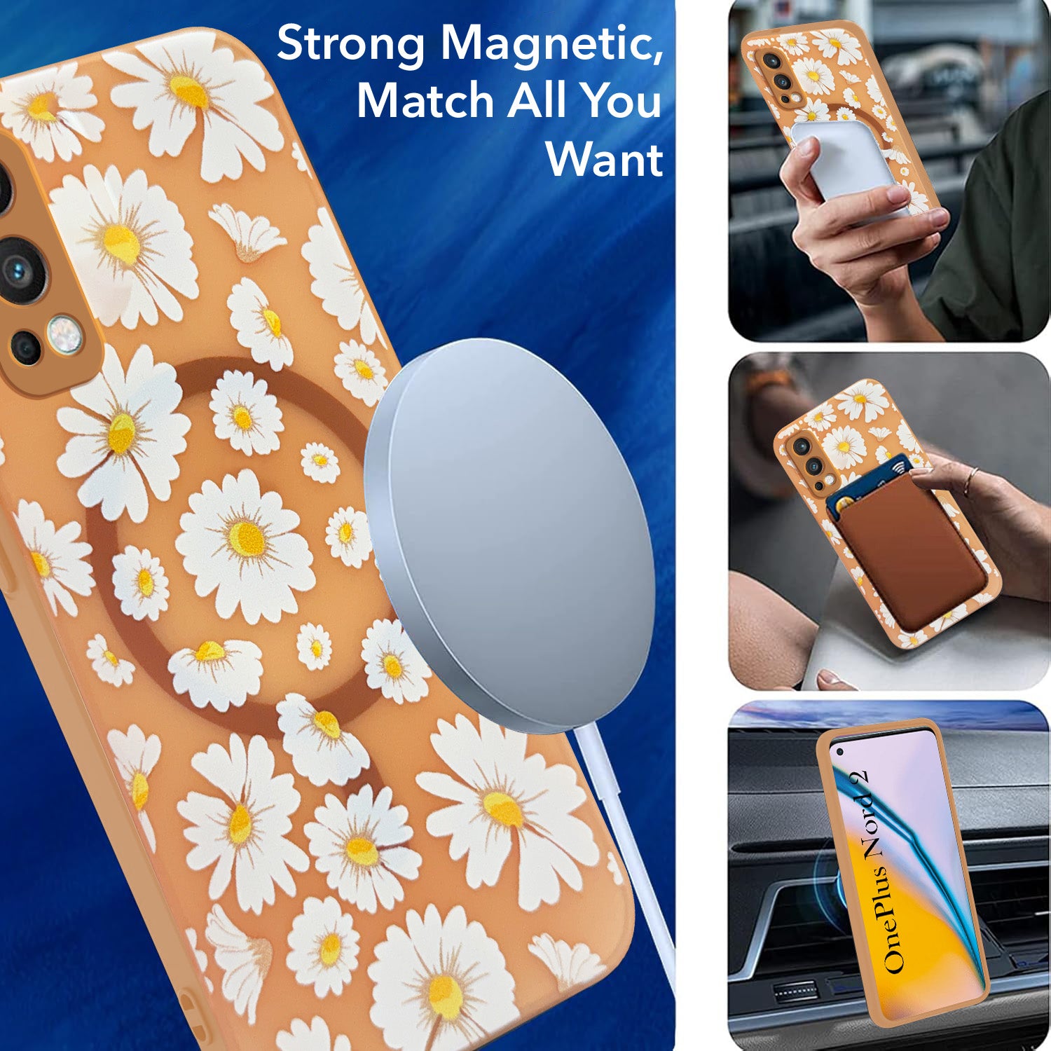 For OnePlus Nord 2 Back Cover Case (Cute Floral Design | Flower Print for Girls | MagSafe Compatible Wireless Charging)