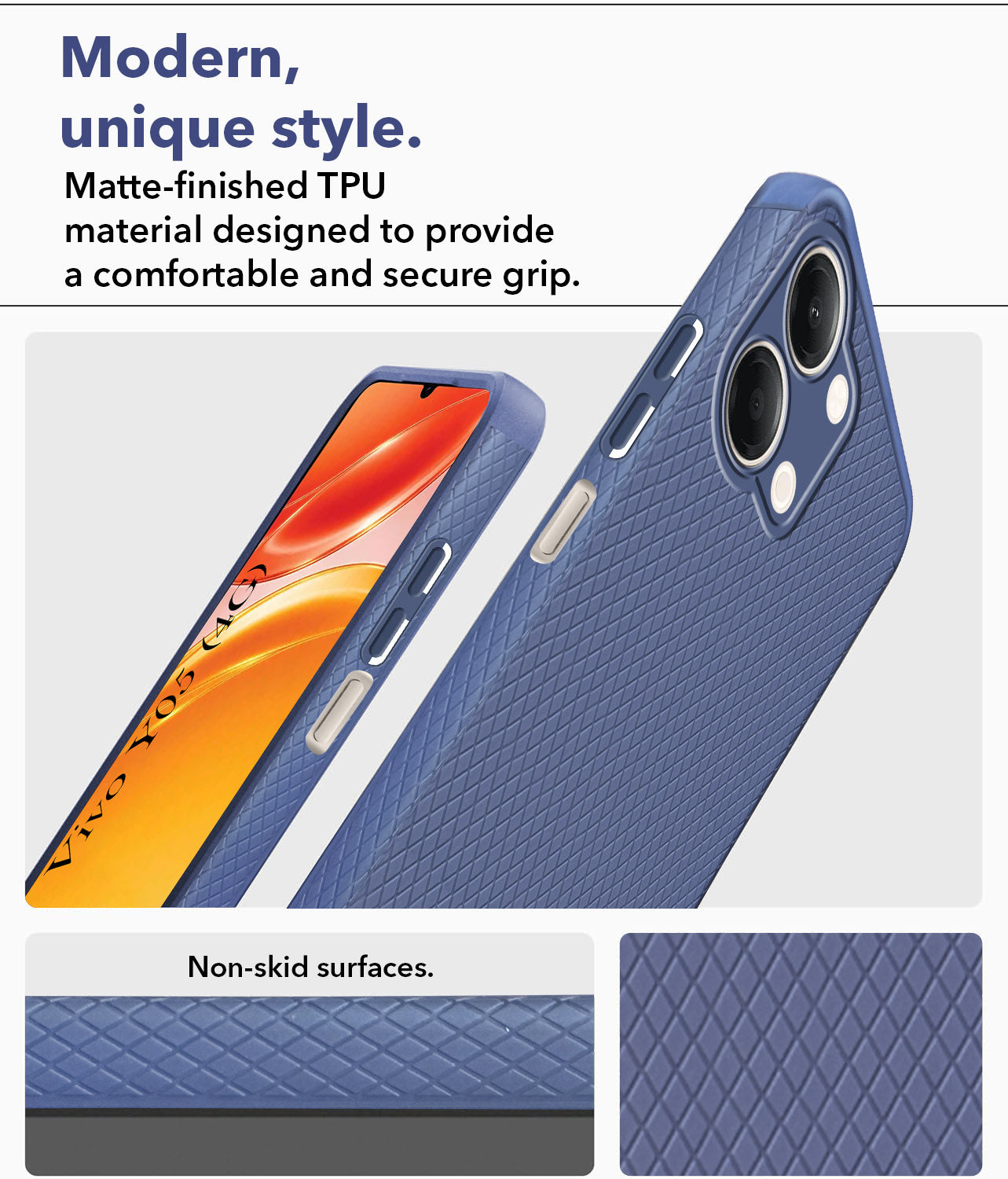 For Vivo Y05 4G Back Cover Case Liquid Silicone (Camera Protection | Side Grip Texture | Soft and Flexible)