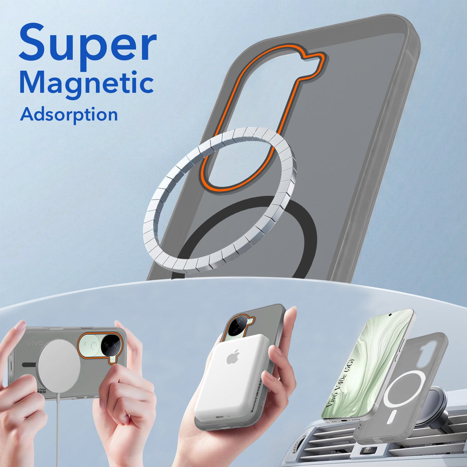 For Vivo V40e Back Cover Case (Soft Touch | Camera Bump Protection | MagSafe Compatible | Matte Finish)