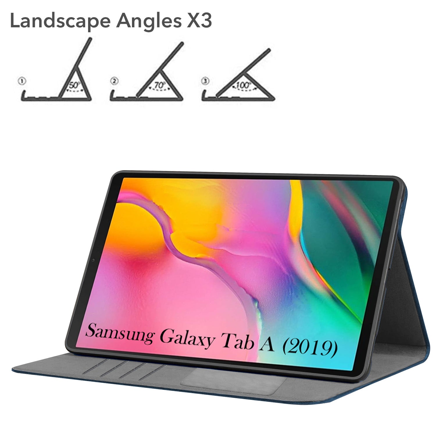 For Samsung Galaxy Tab A (2019) 10.1 Inch SM-T515/T510 Flip Cover Folio Case (PU Leather | Multi-Angle Smart Stand | Card Storage Slots | Silicone Back Pouch)