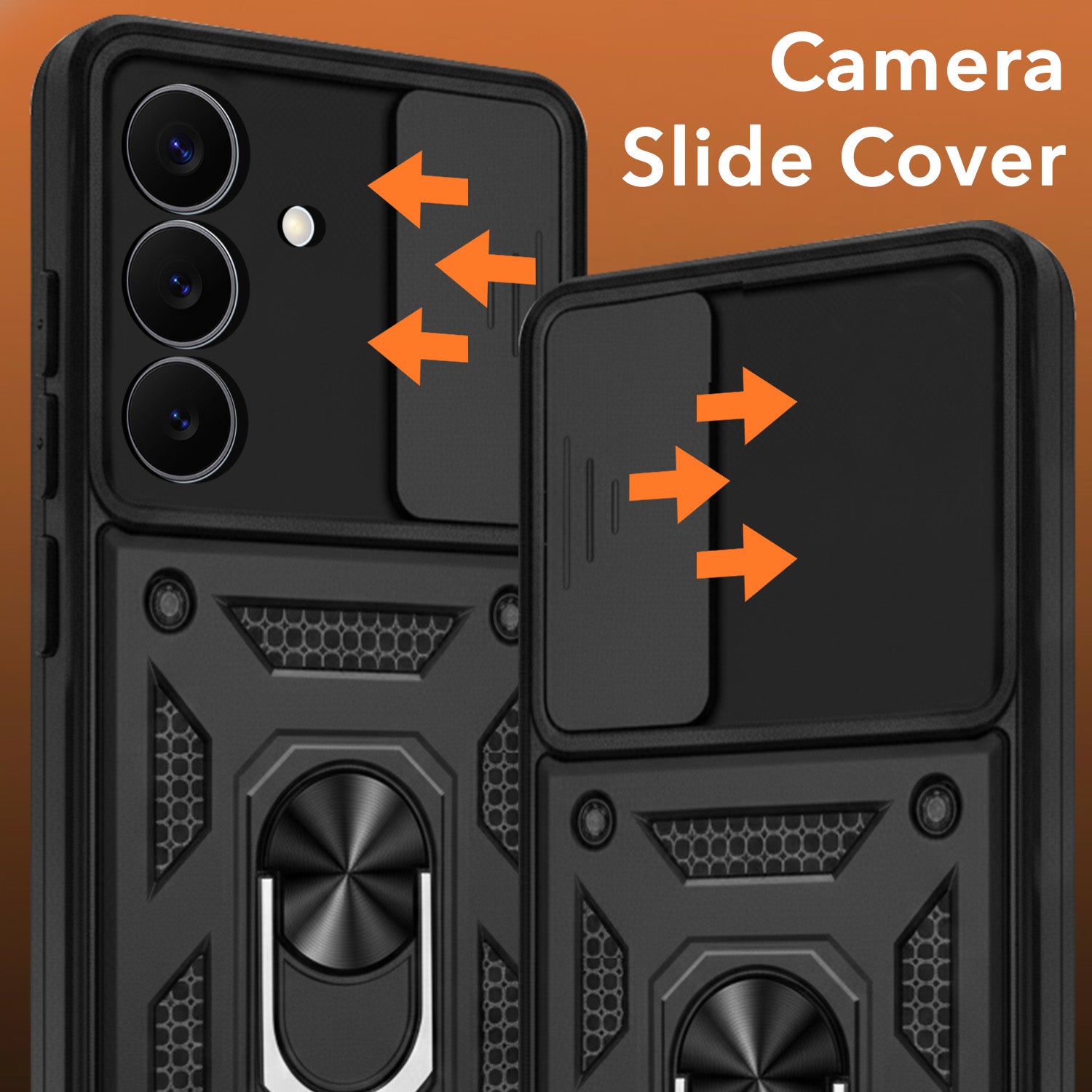 For Samsung Galaxy S26 5G Back Cover Case Hybrid Armor(Sliding Shutter Camera Protection | Polycarbonate |Ring Holder Kickstand)