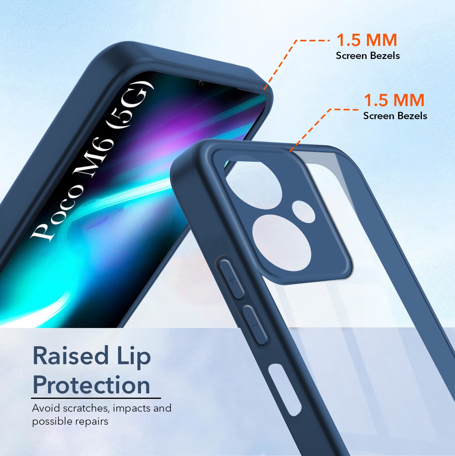 For Poco M6 5G Back Cover Case Ultra-Hybrid (Lifetime Anti Yellow | Anti Scratch | Crystal Clear Shockproof)
