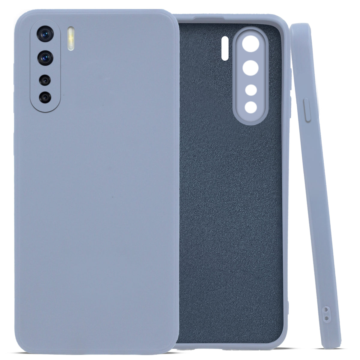 For Oppo F15 Back Cover Case ( Matte Finish Silicone with Inside Fiber cloth)