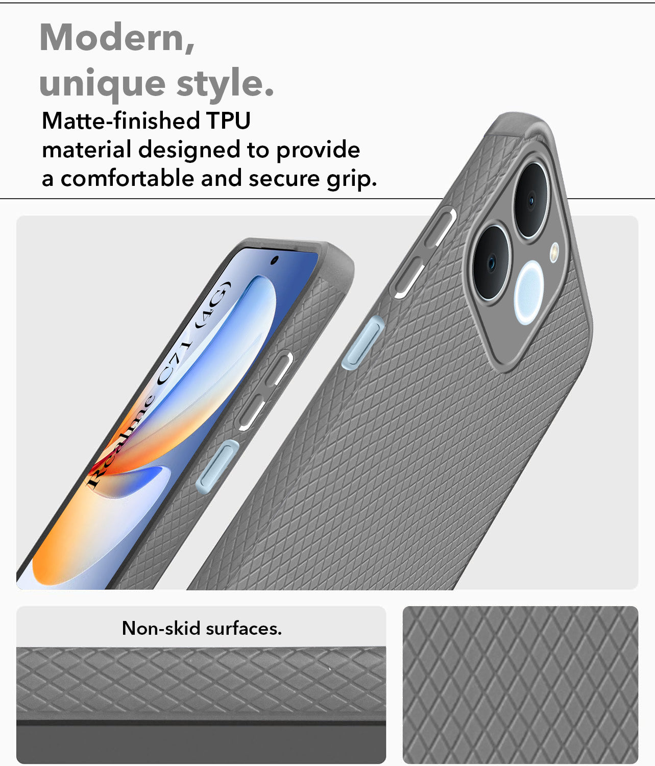 For Realme C71 Back Cover Case Liquid Silicone (Camera Protection | Side Grip Texture | Soft and Flexible)