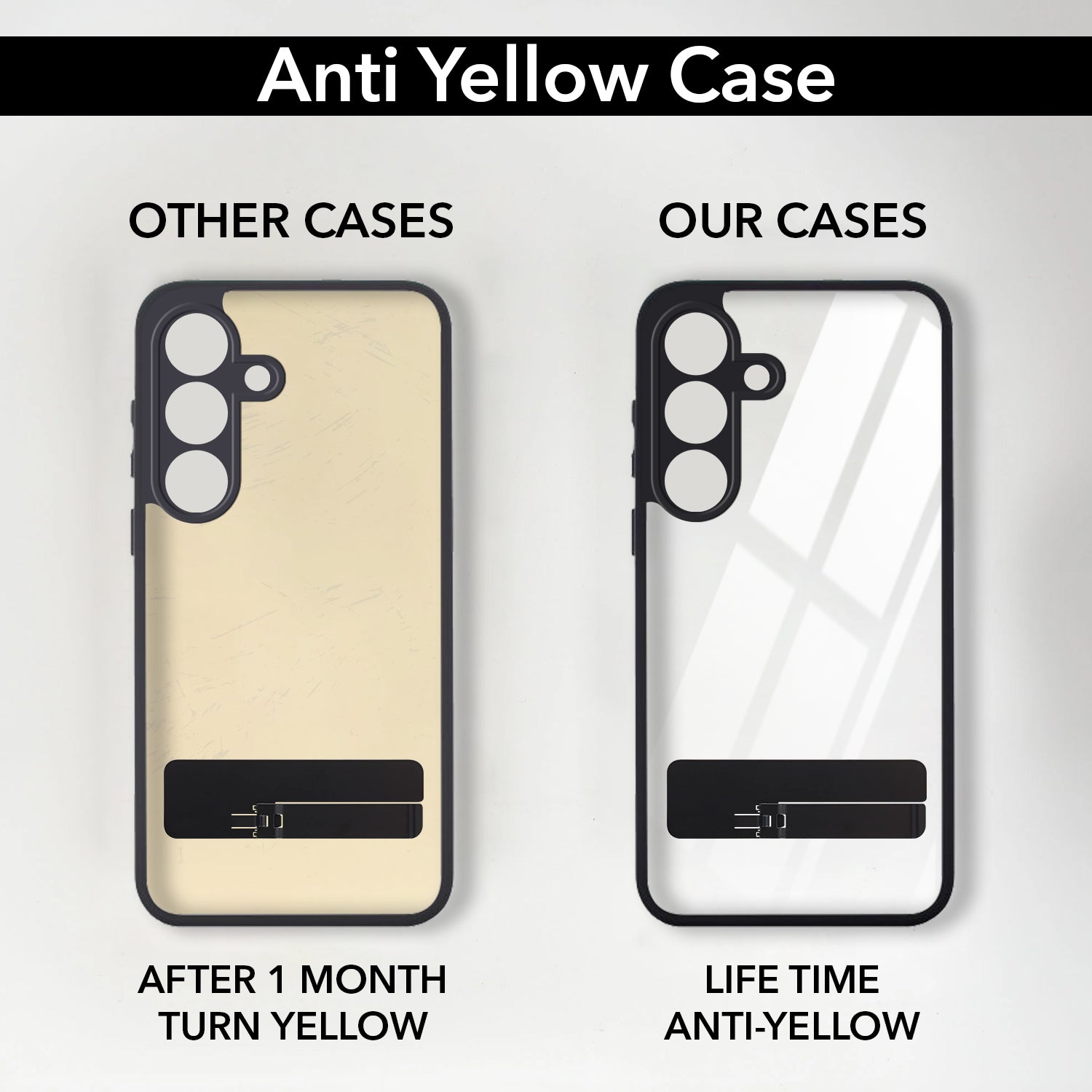 For Samsung Galaxy S25 Back Cover Case (Built-in Stand | Lifetime Anti Yellow | Kickstand Shockproof | Camera Protection | MagSafe Compatible)
